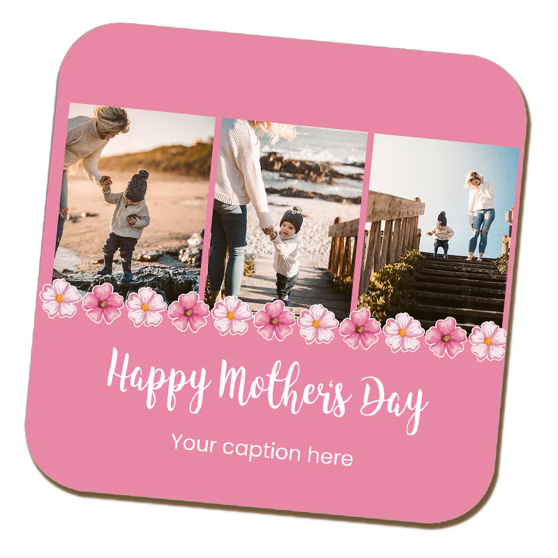 3 Photo Caption Mother's Day Coaster