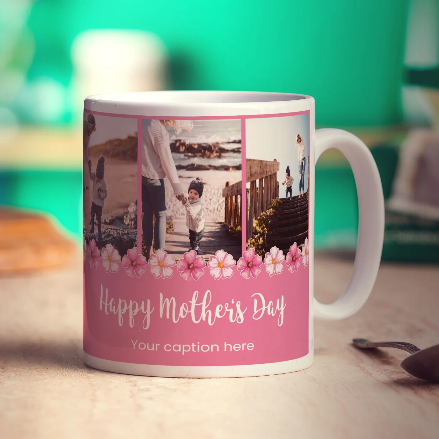 3 Photo Mother's Day Mug With Caption - Image 2