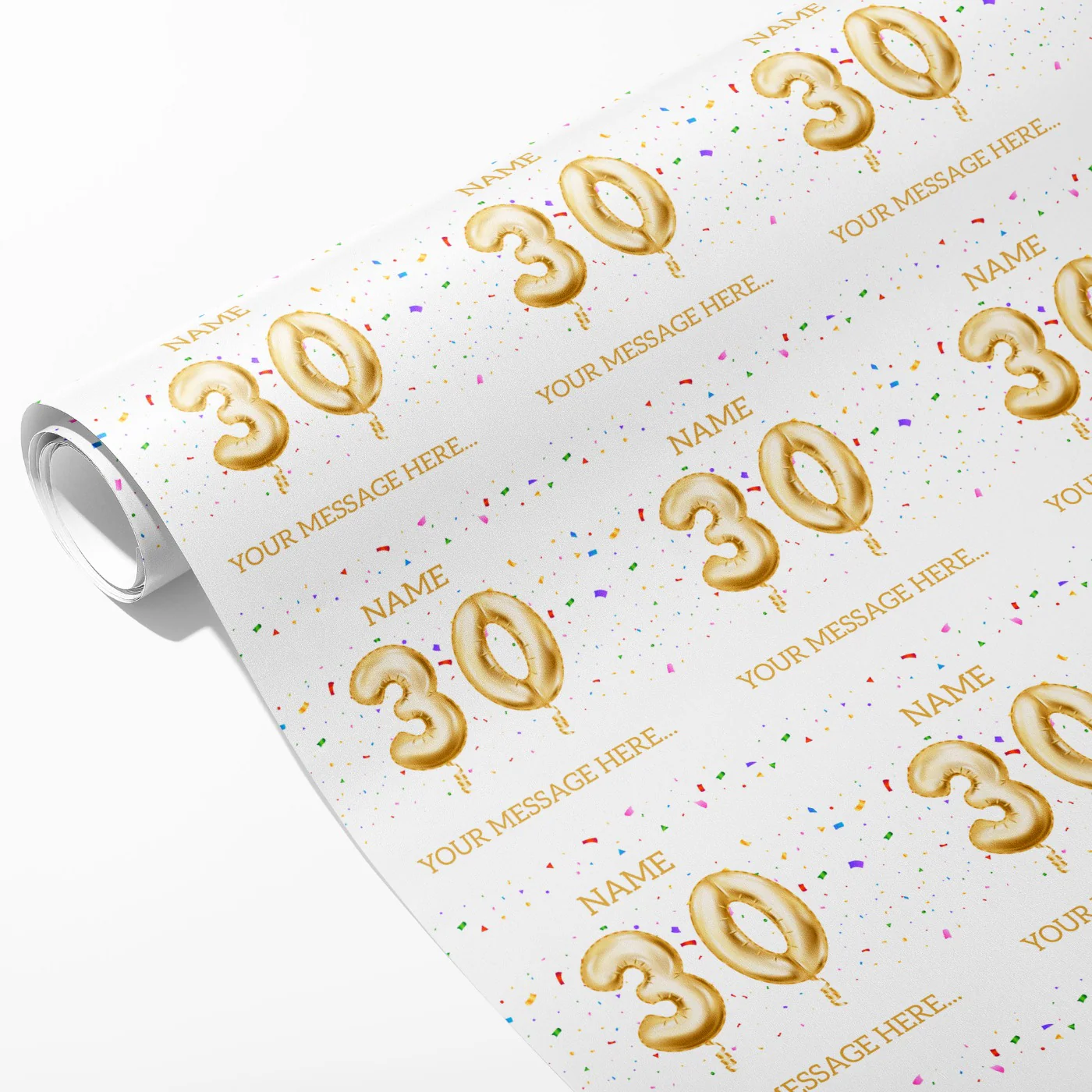 30th Milestone Birthday Balloon Name and Message Wrapping Paper - Image 2