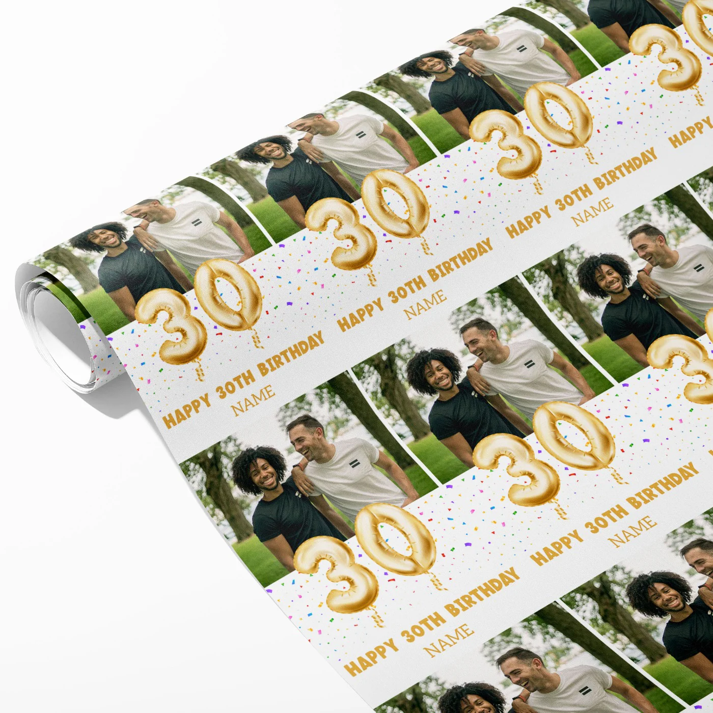 30th Milestone Birthday Balloon Photo and Name Wrapping Paper - Image 2