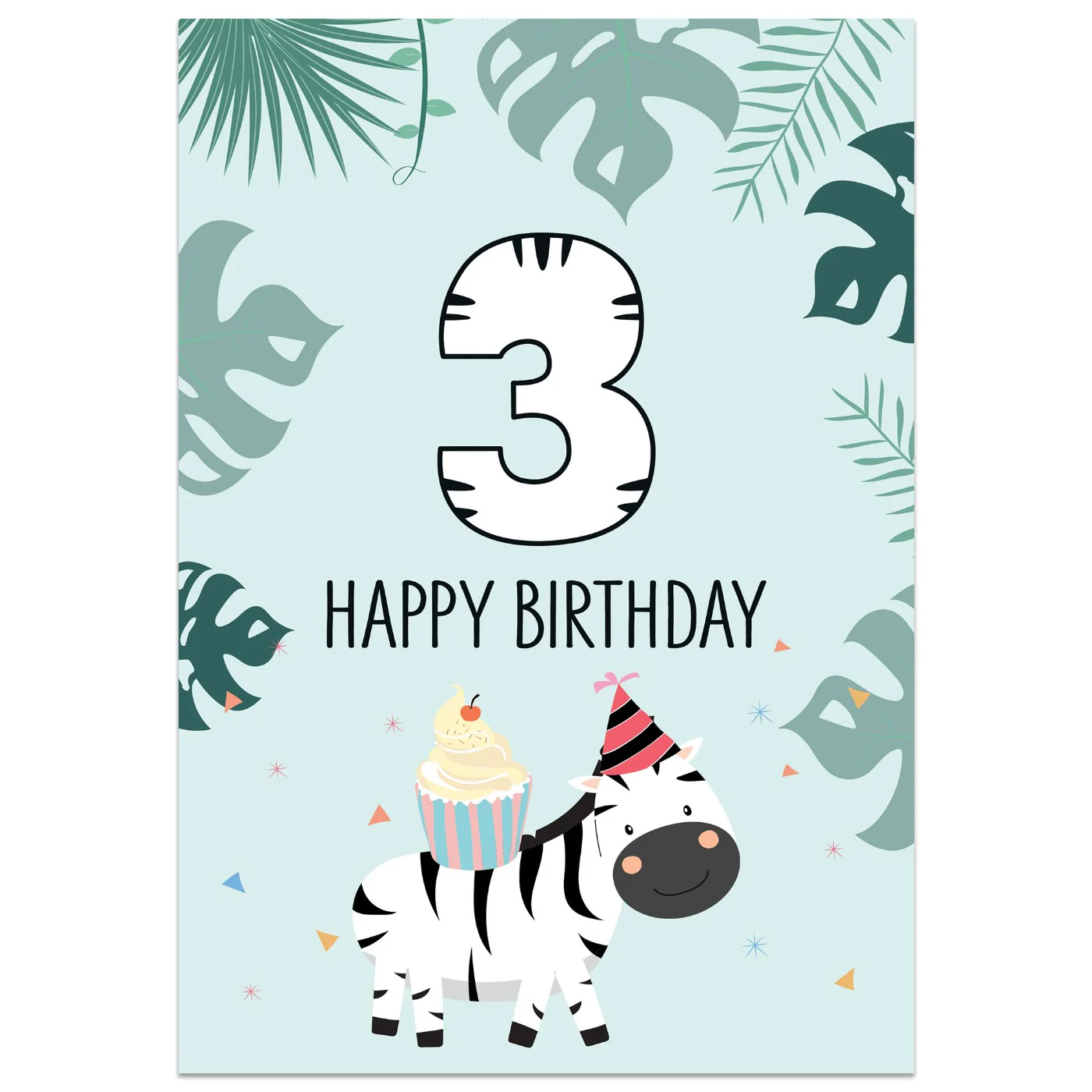 3rd Birthday Zebra Card