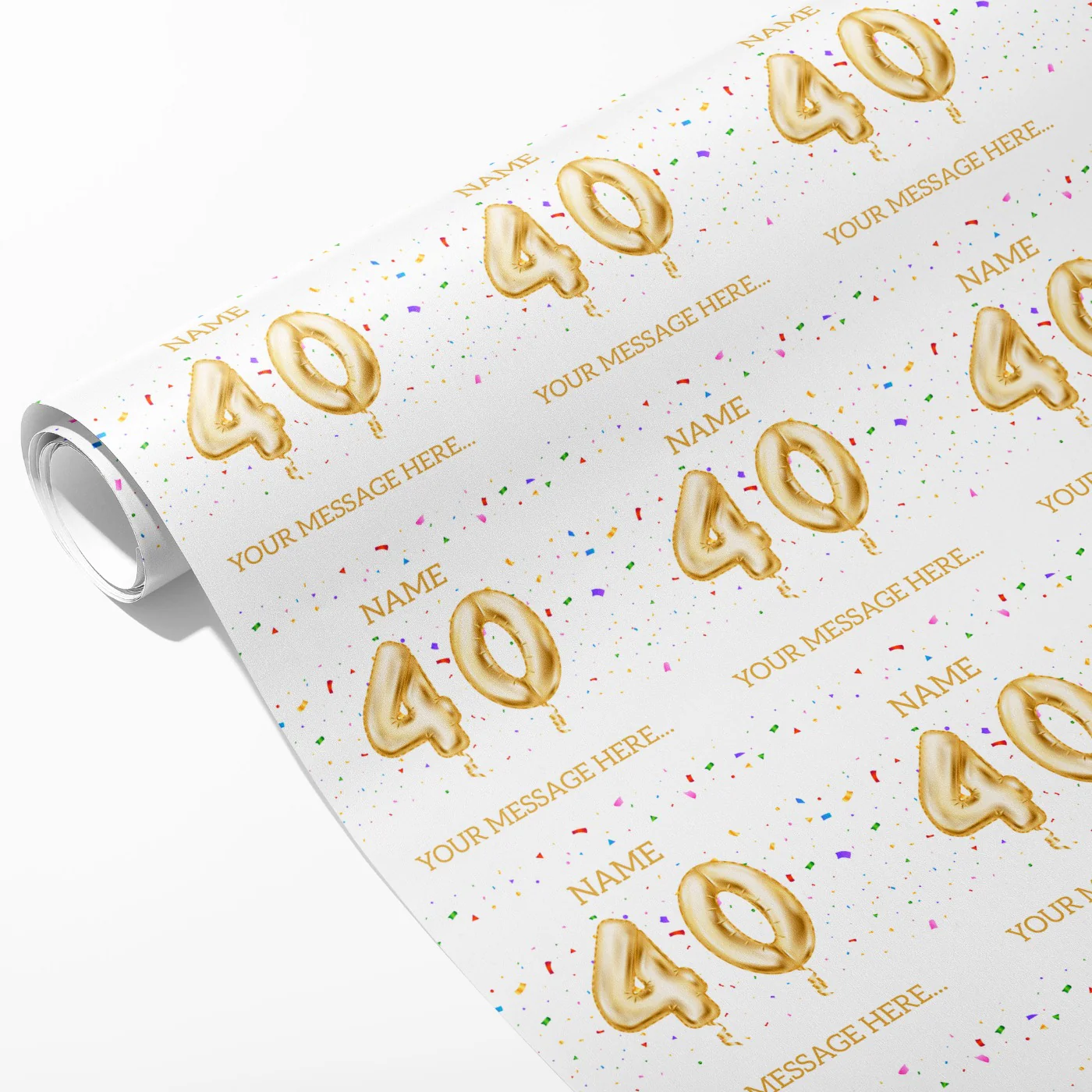 40th Milestone Birthday Balloon Name and Message Wrapping Paper - Image 2