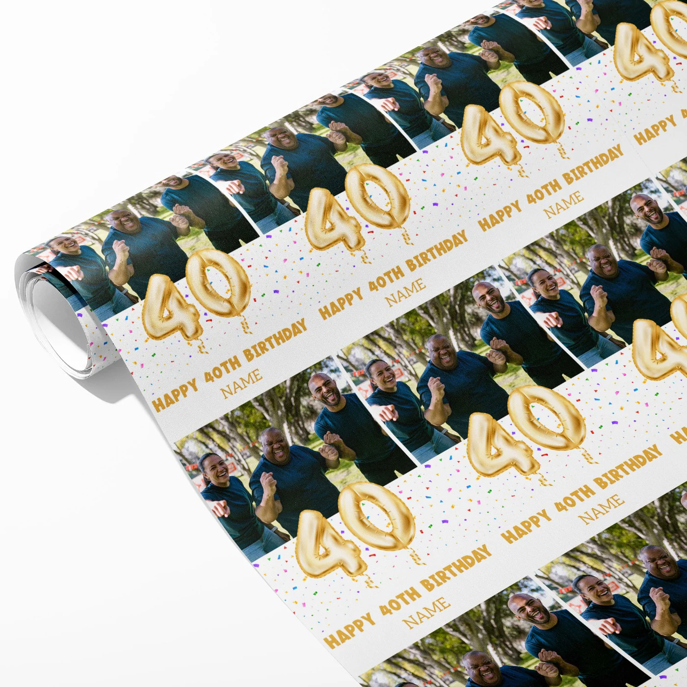 40th Milestone Birthday Balloon Photo and Name Wrapping Paper - Image 2