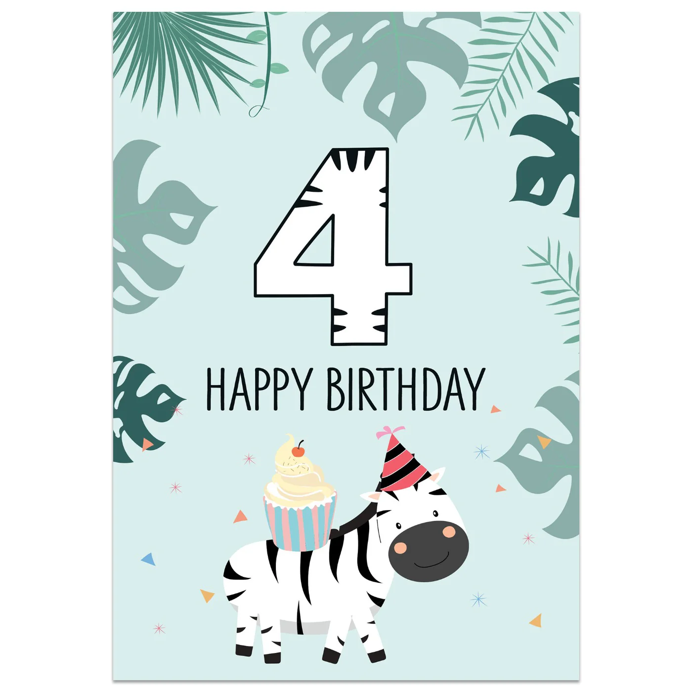 4th Birthday Zebra Card