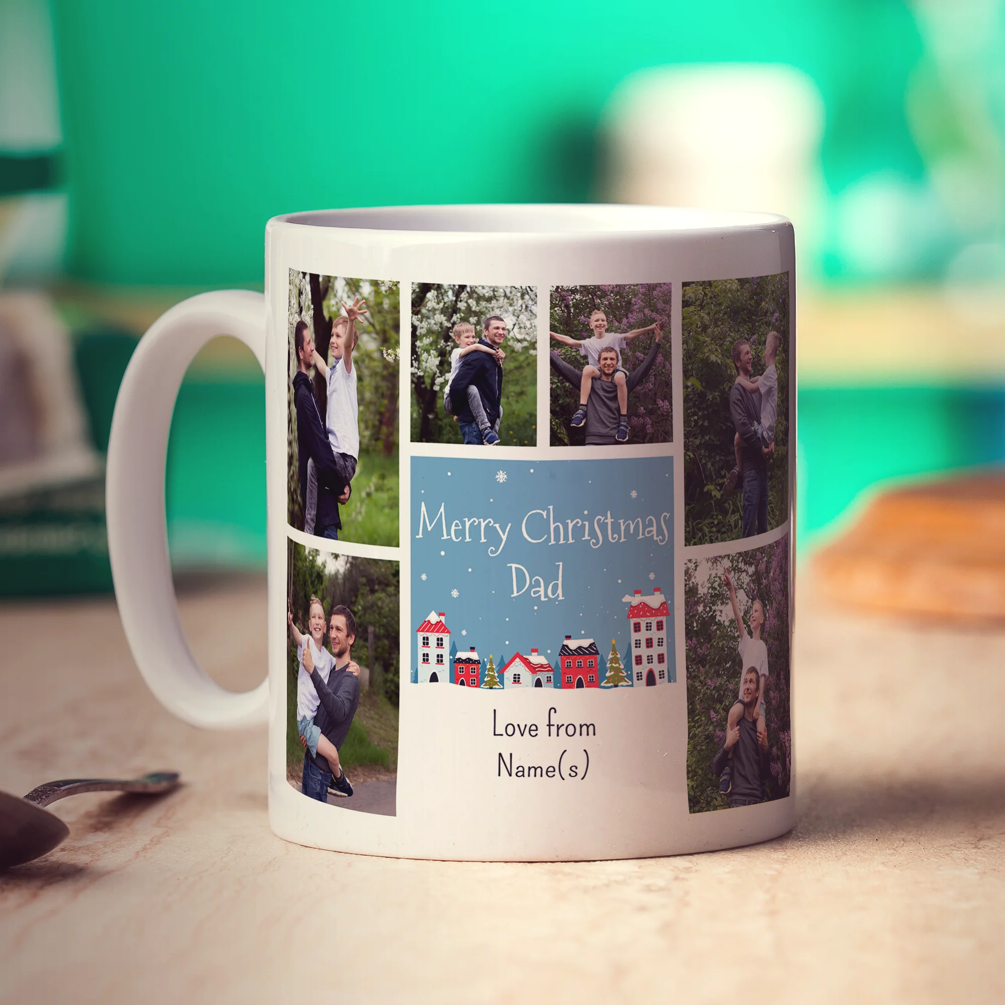 6 Photo and Text Merry Christmas Dad Mug - Image 2