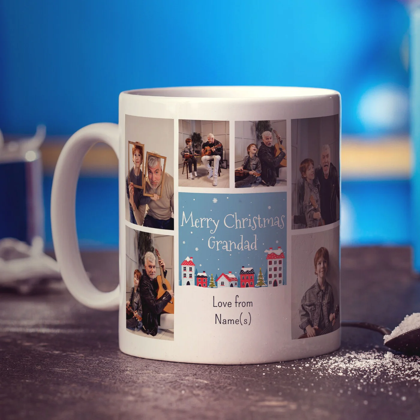 6 Photo Merry Christmas Grandad with Text Mug - Image 6