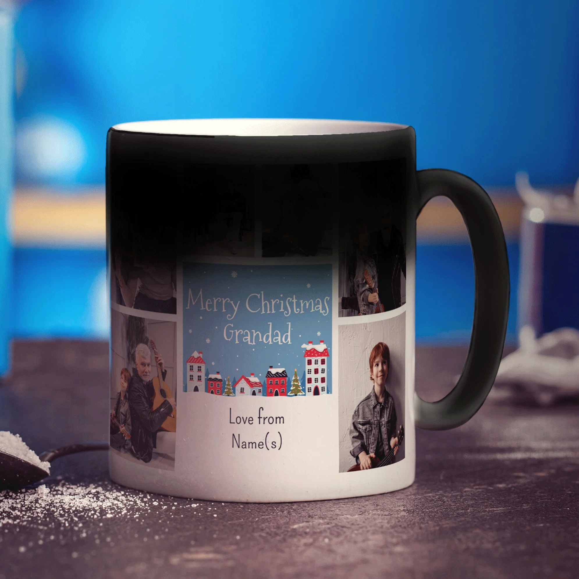 6 Photo Merry Christmas Grandad with Text Mug - Image 8
