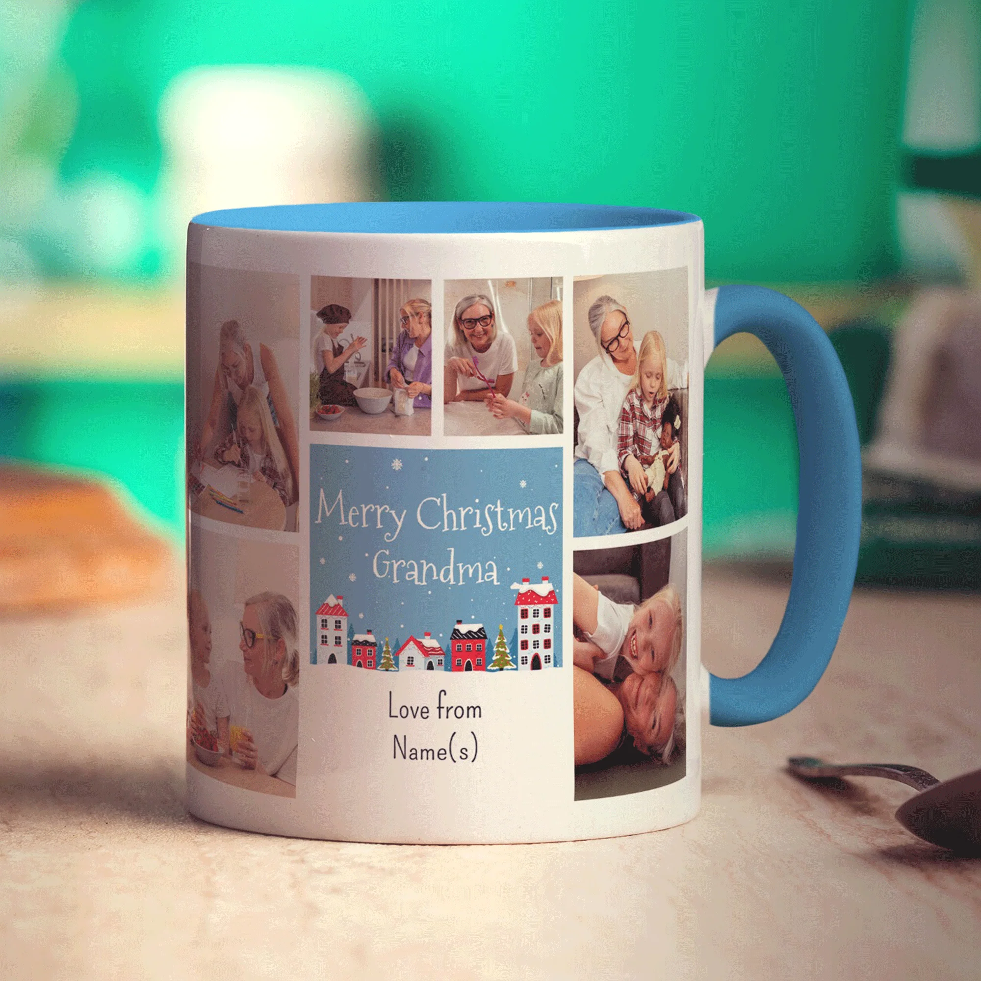6 Photo Merry Christmas Grandma with Text Mug - Image 10