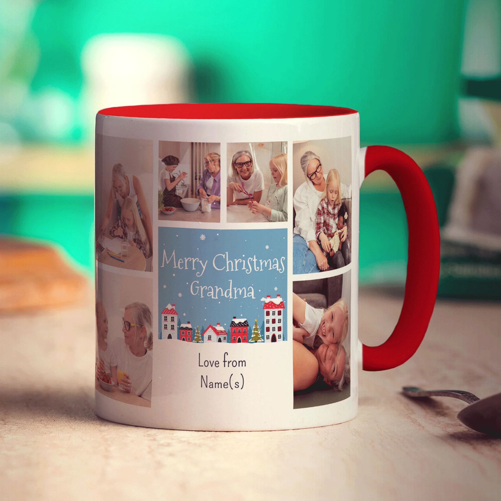 6 Photo Merry Christmas Grandma with Text Mug - Image 13