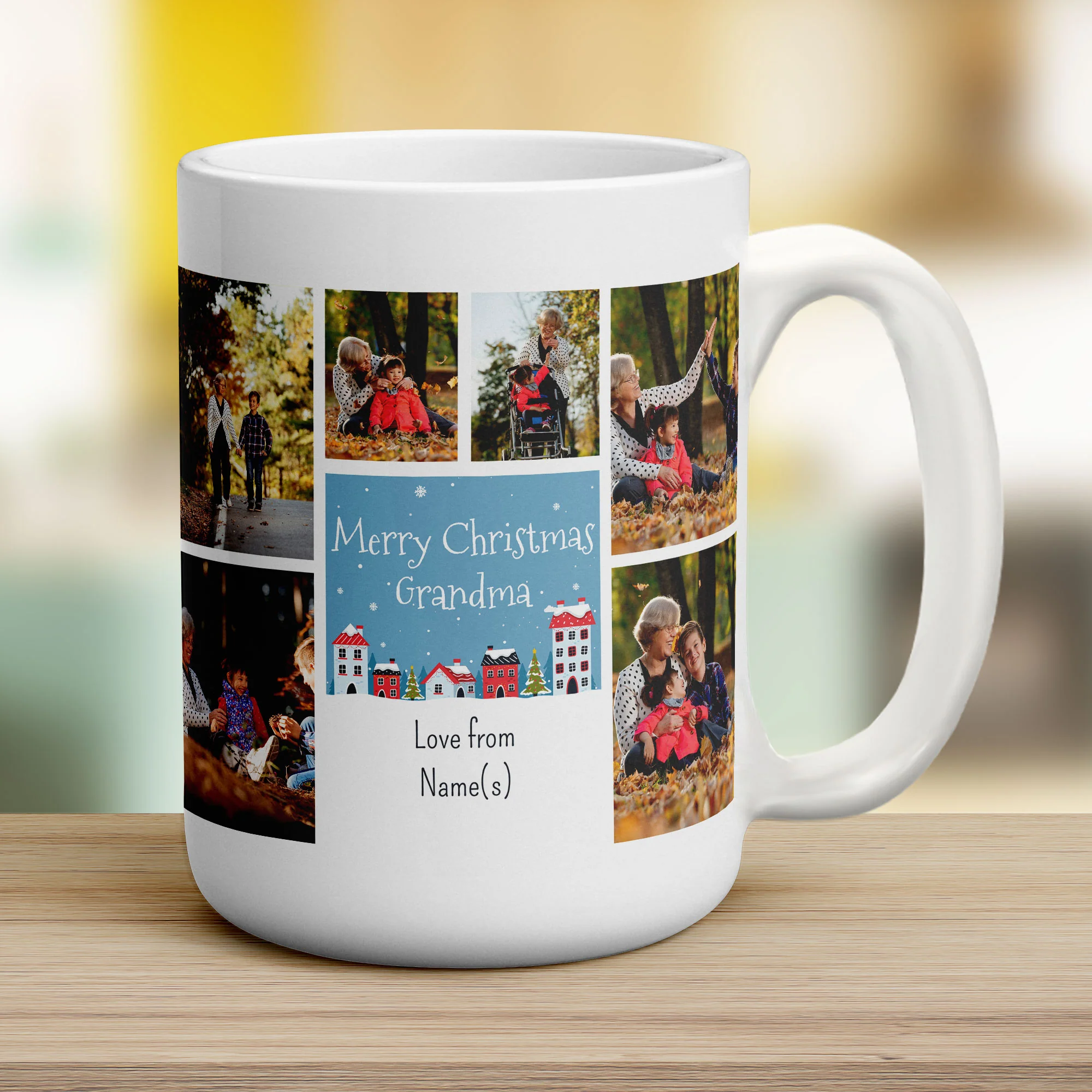 6 Photo Merry Christmas Grandma with Text Mug - Image 14