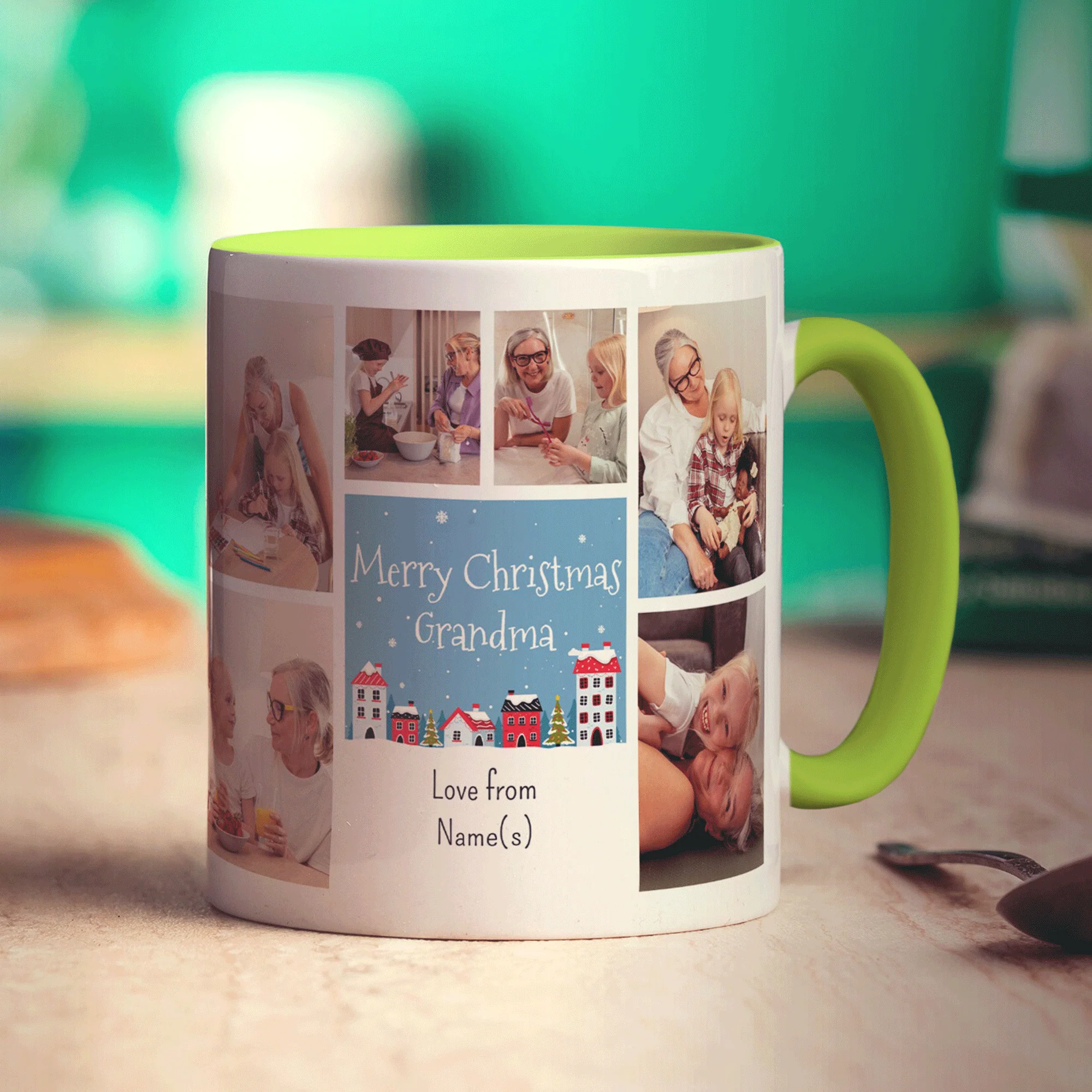 6 Photo Merry Christmas Grandma with Text Mug - Image 9