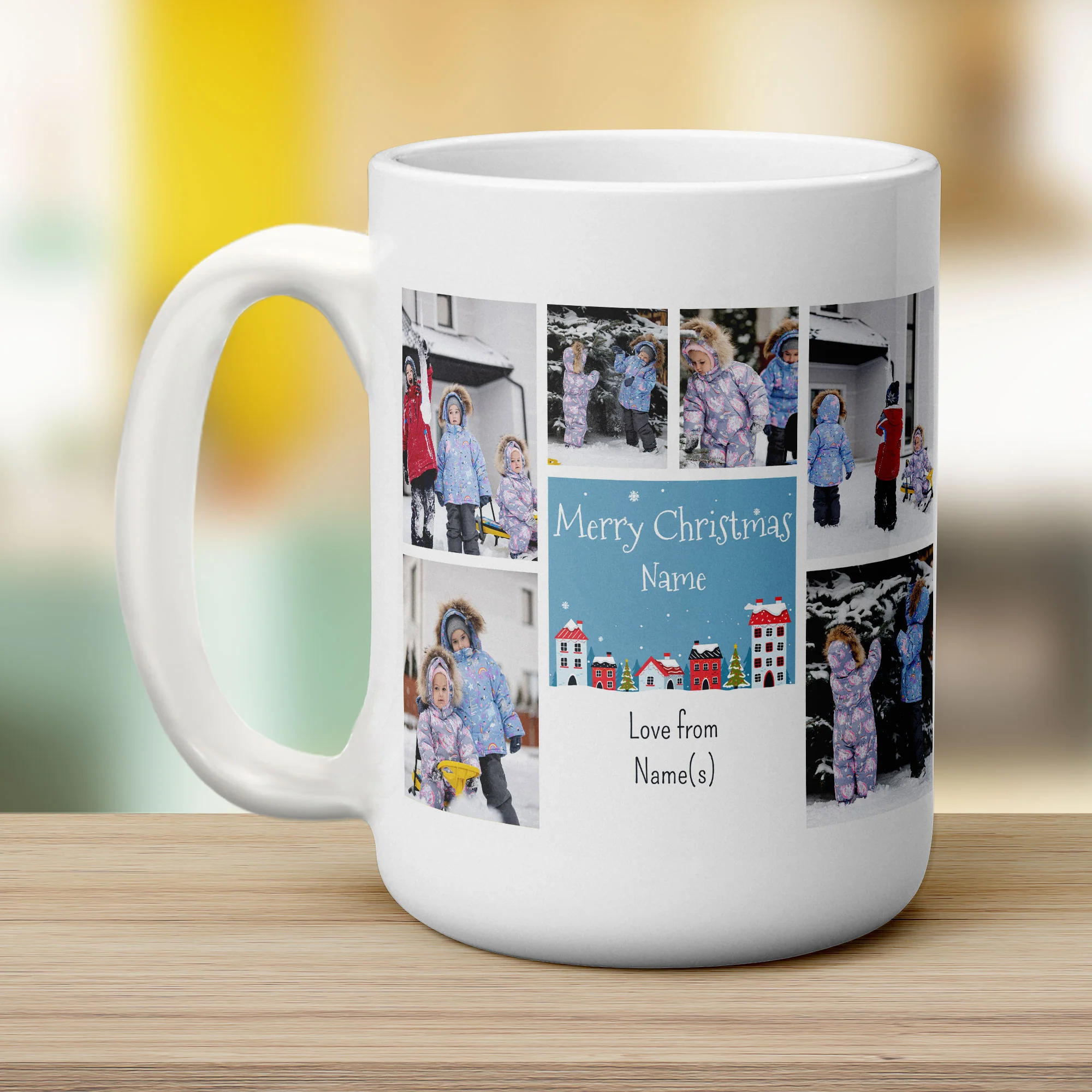 6 Photo Merry Christmas Name with Text Mug - Image 12