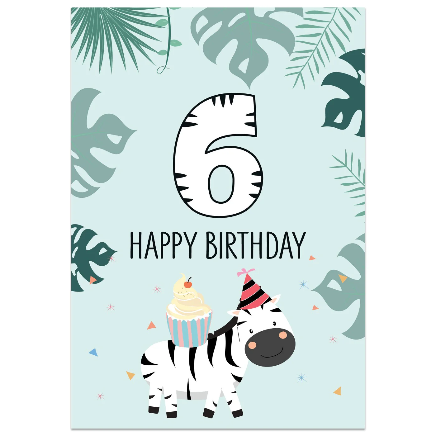 6th Birthday Zebra Card