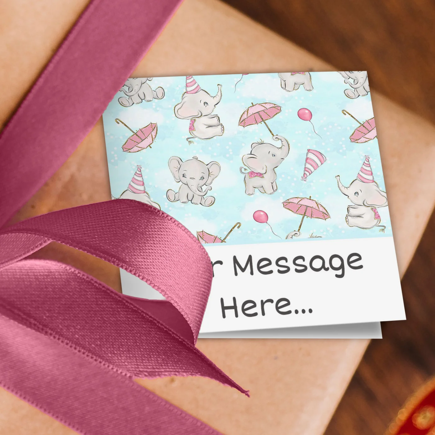 Baby Elephant Message Wrapping Paper - Image 2