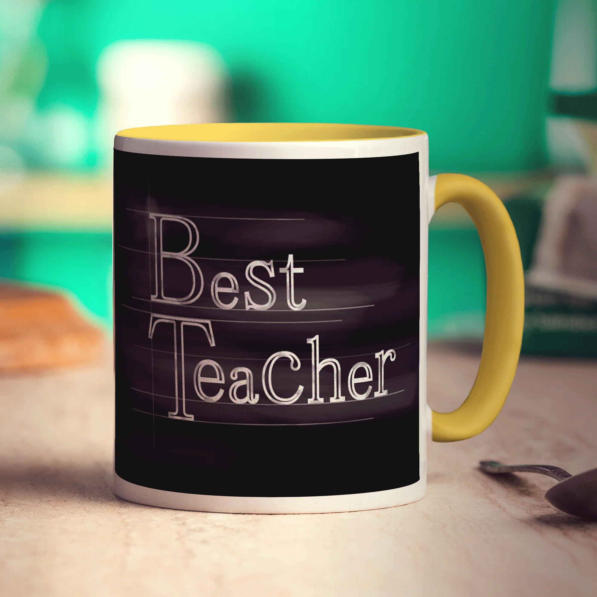 "Best Teacher" Chalkboard Style Message Mug - Image 4