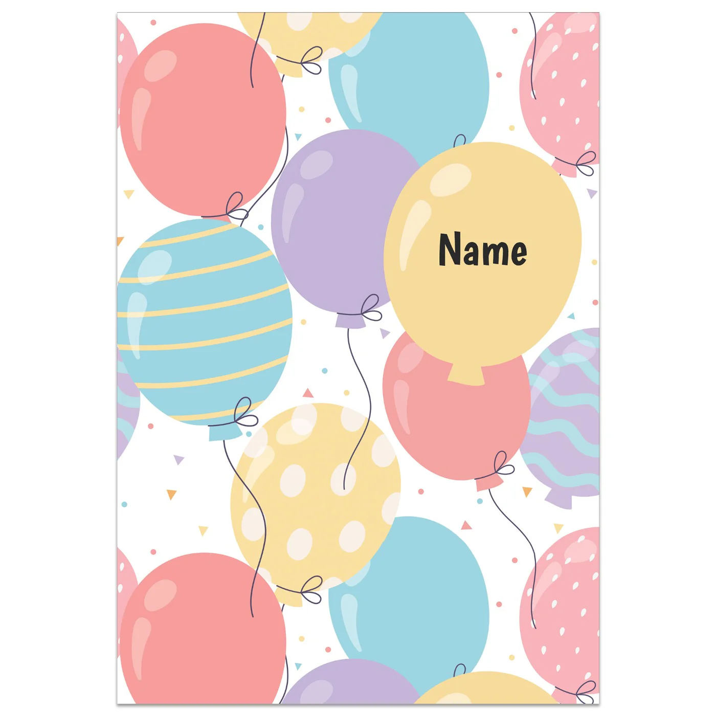 Birthday Balloons Personalised Name Card