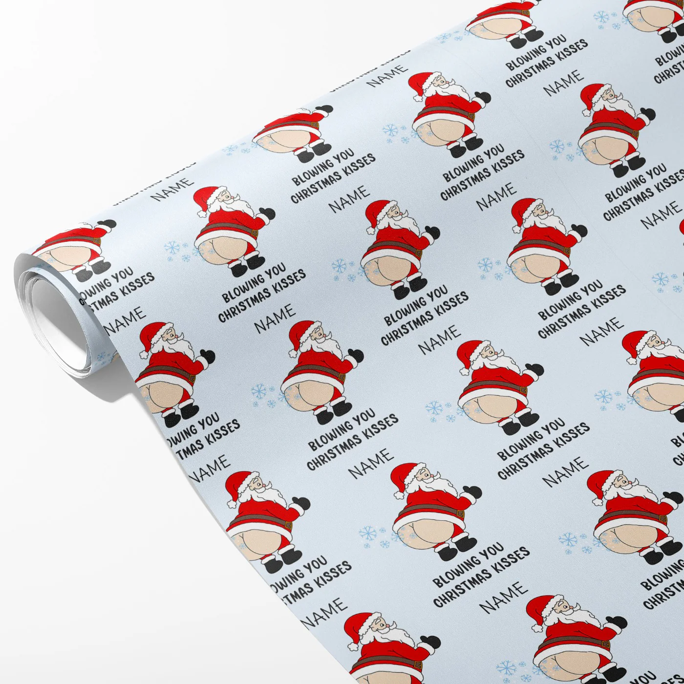 Blowing You Christmas Kisses Name Wrapping Paper - Image 2