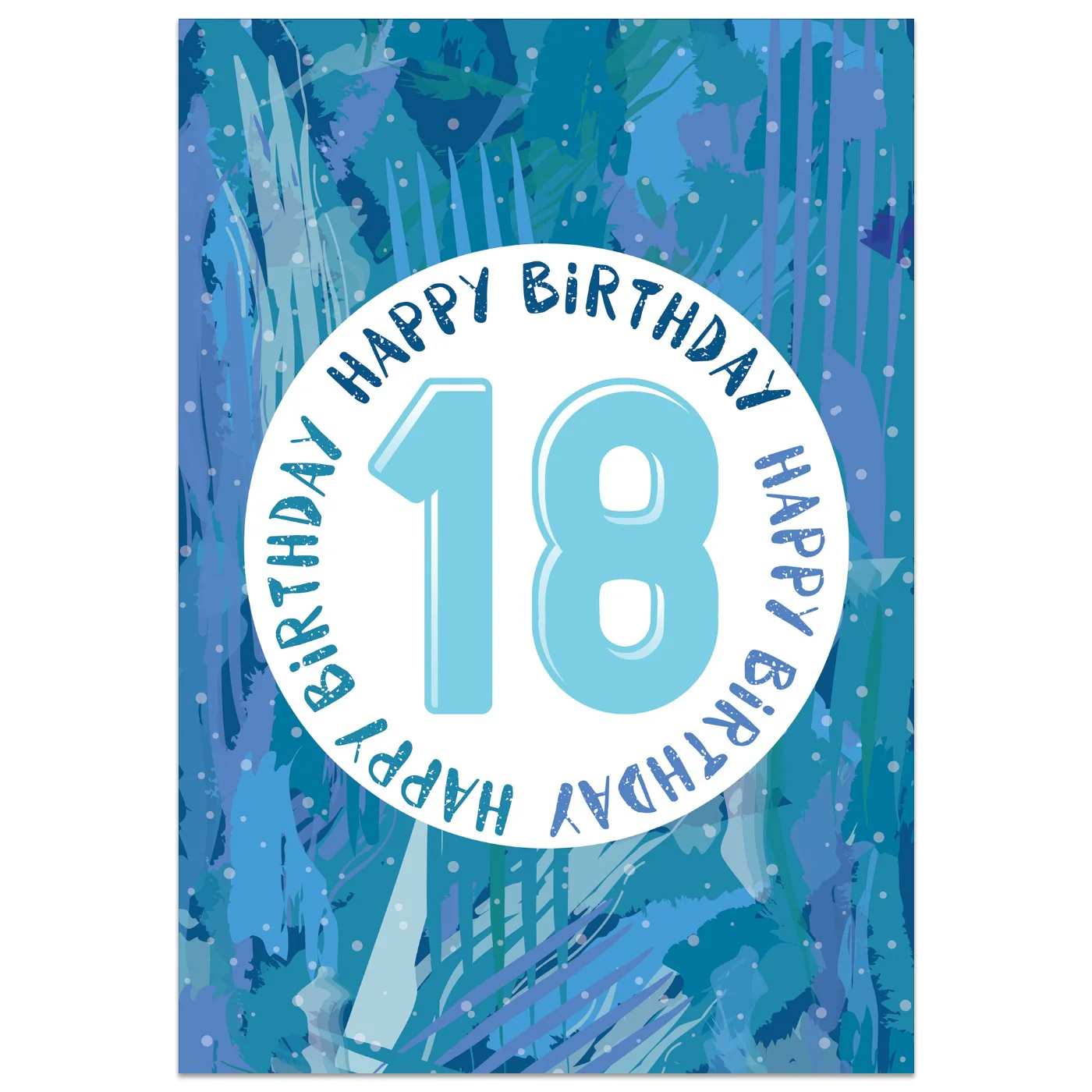 Blue Abstract 18th Birthday Card