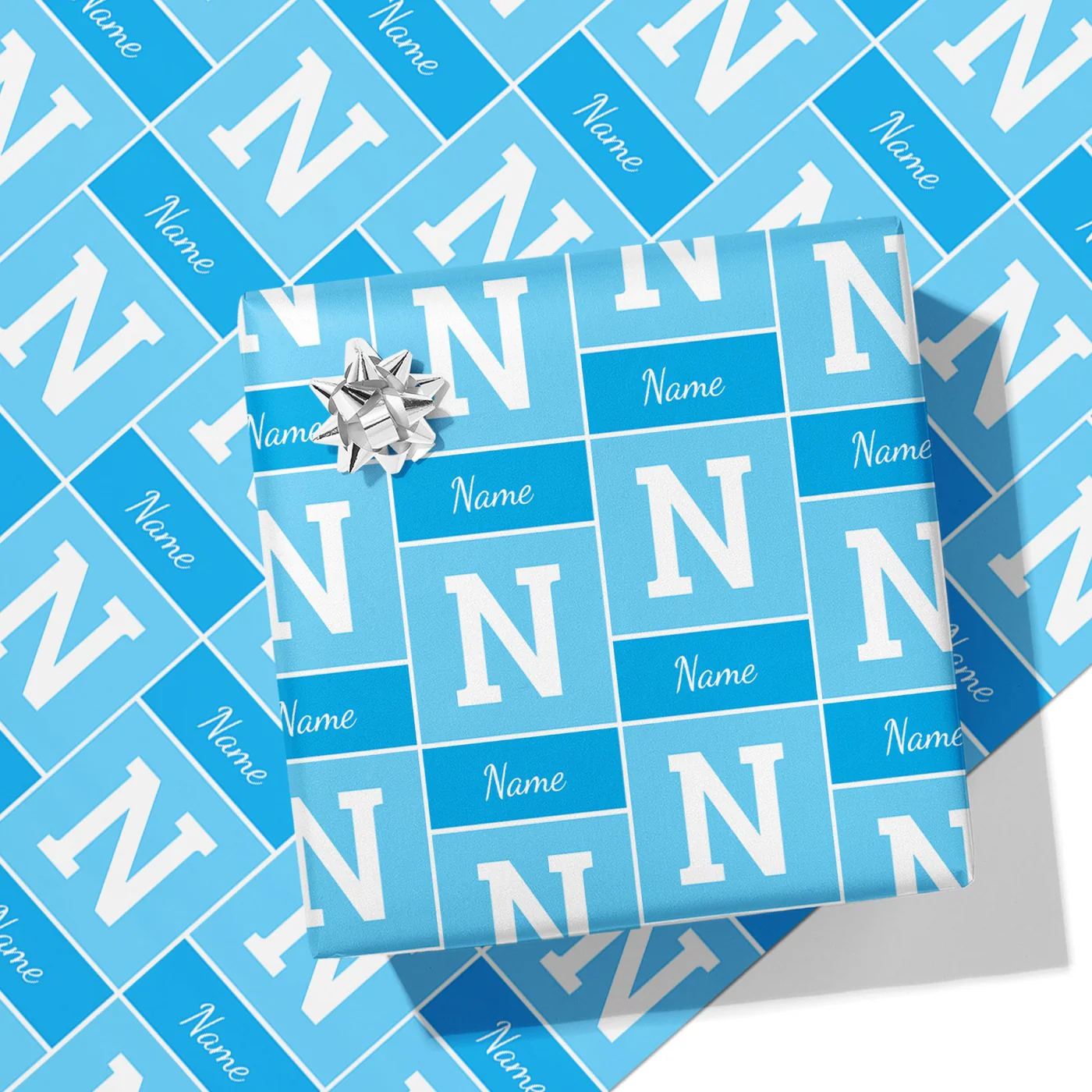 Blue Colour Name and Initial Wrapping Paper