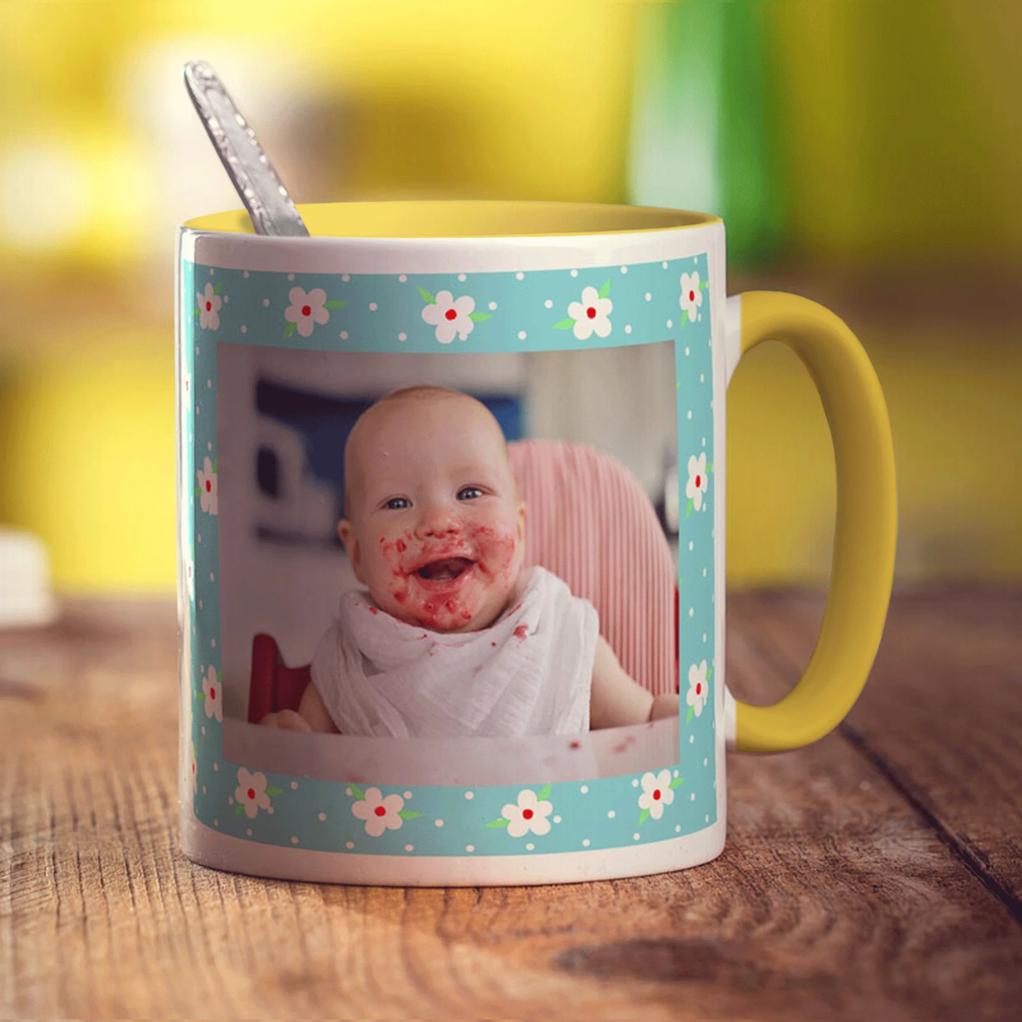 Blue Floral Photo Mug - Image 11