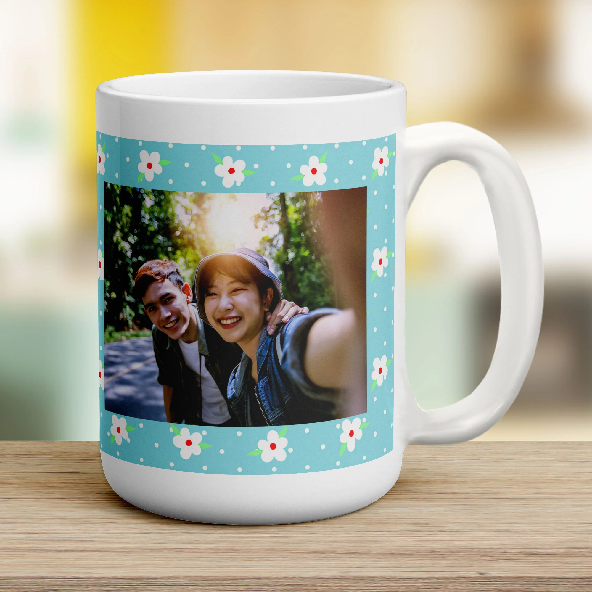 Blue Floral Photo Mug - Image 18