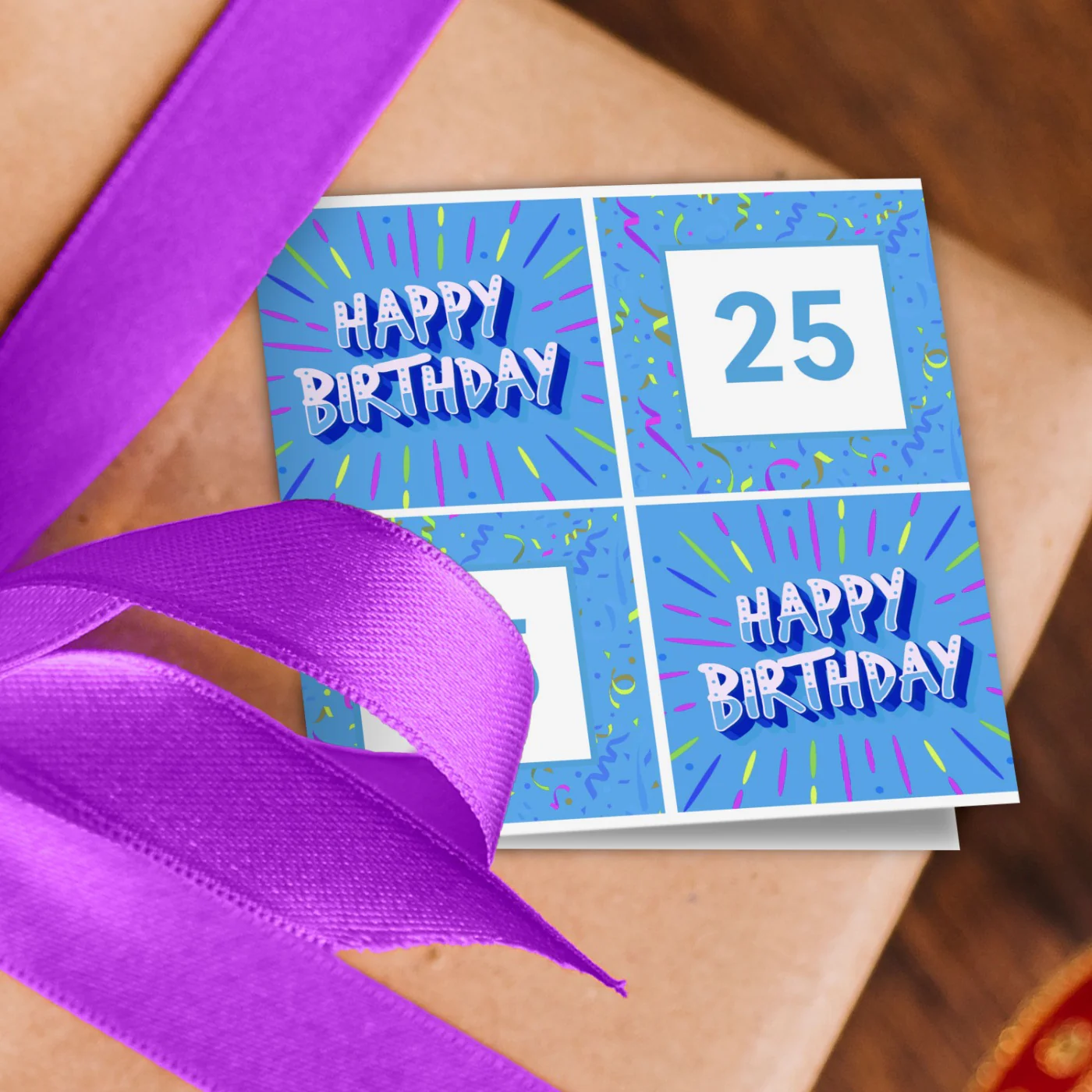Blue Happy Birthday Wrapping Paper - Add Any Age - Image 2