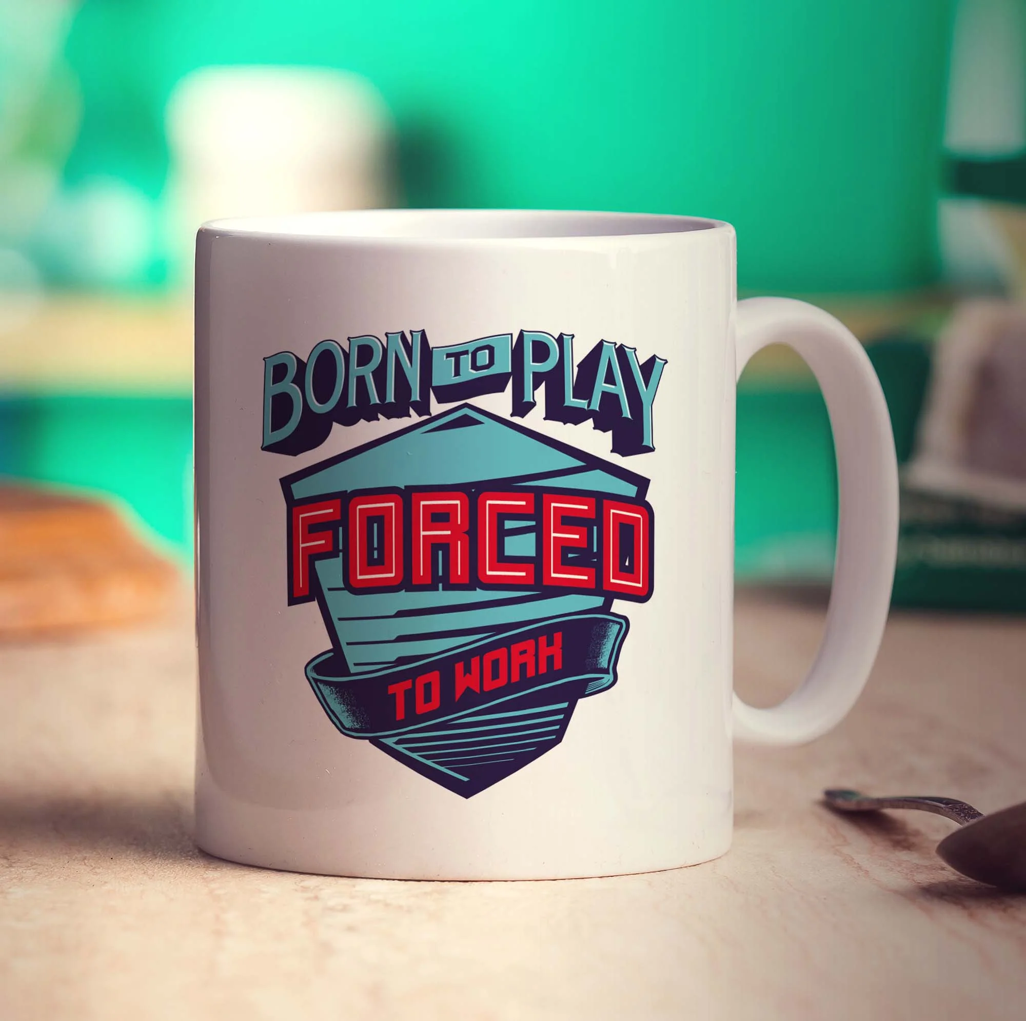 Born to Play, Forced to Work Mug - Image 3