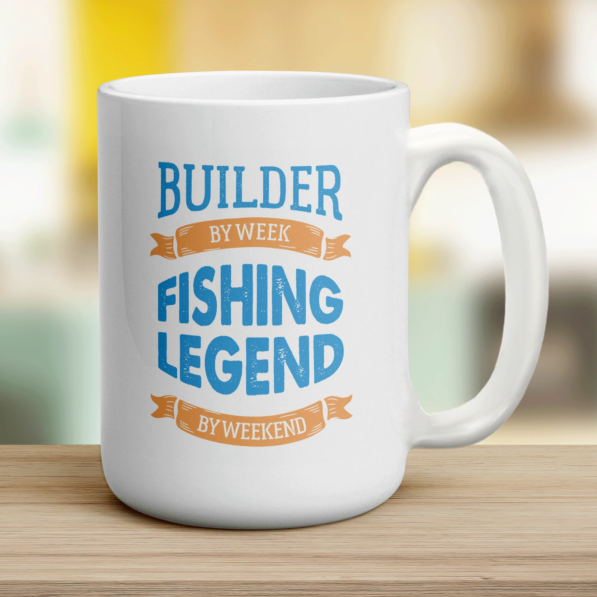 Builder By Week Fishing Legend By Weekend Mug - Image 12
