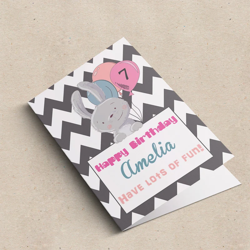 Bunny Rabbit Personalised Birthday Card - Image 3