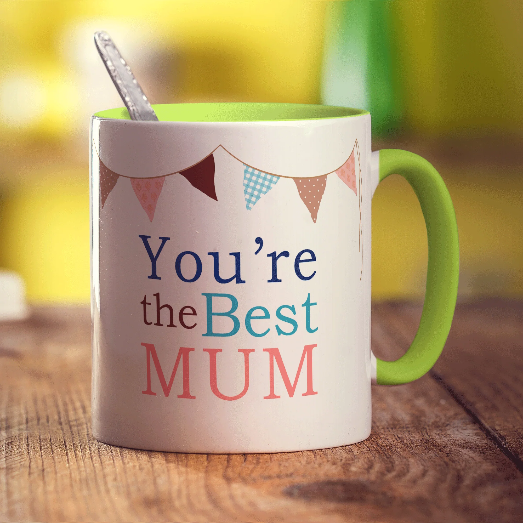 "Best Mum" Personalised Mug - Bunting Design - Image 11