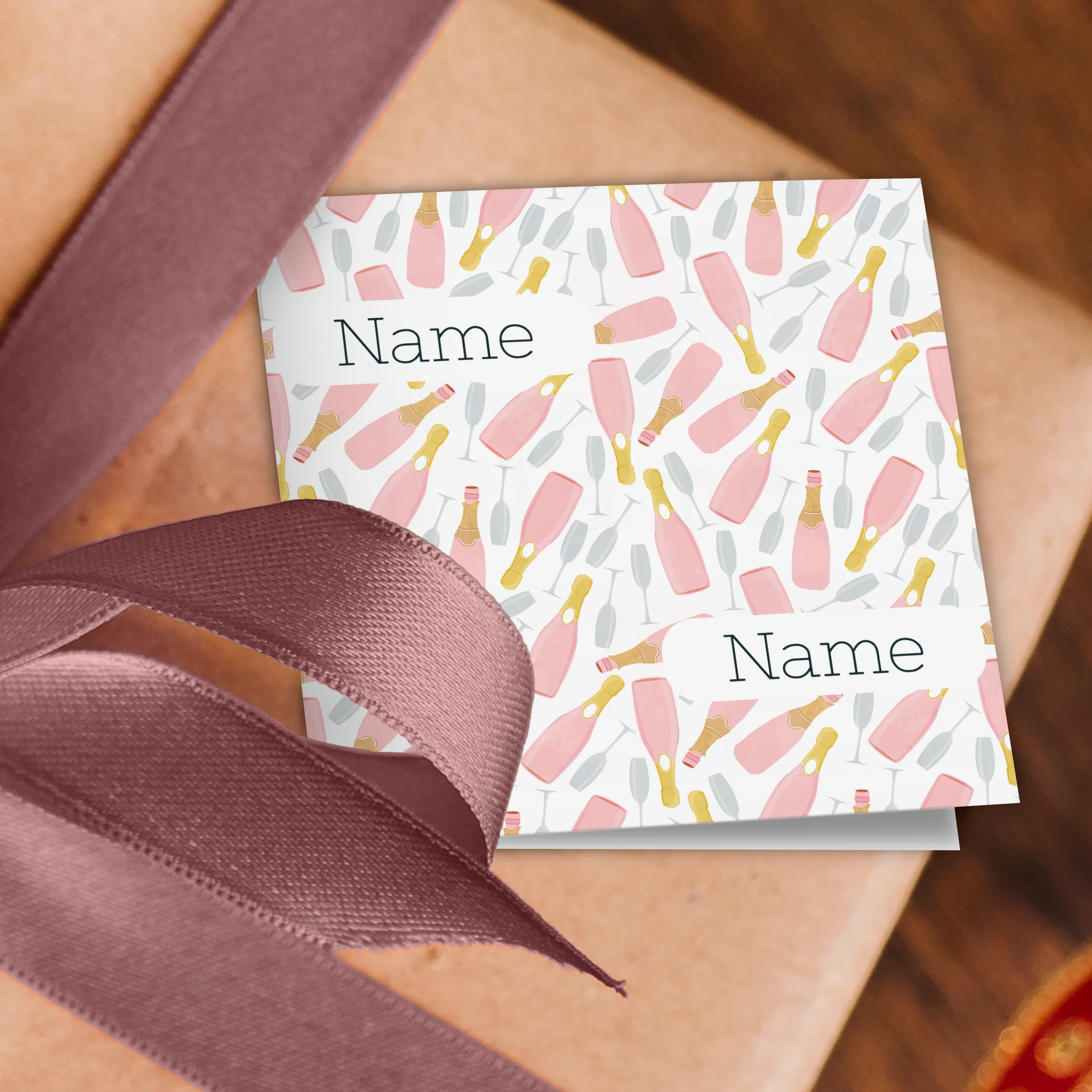 Champagne Name Wrapping Paper - Image 2
