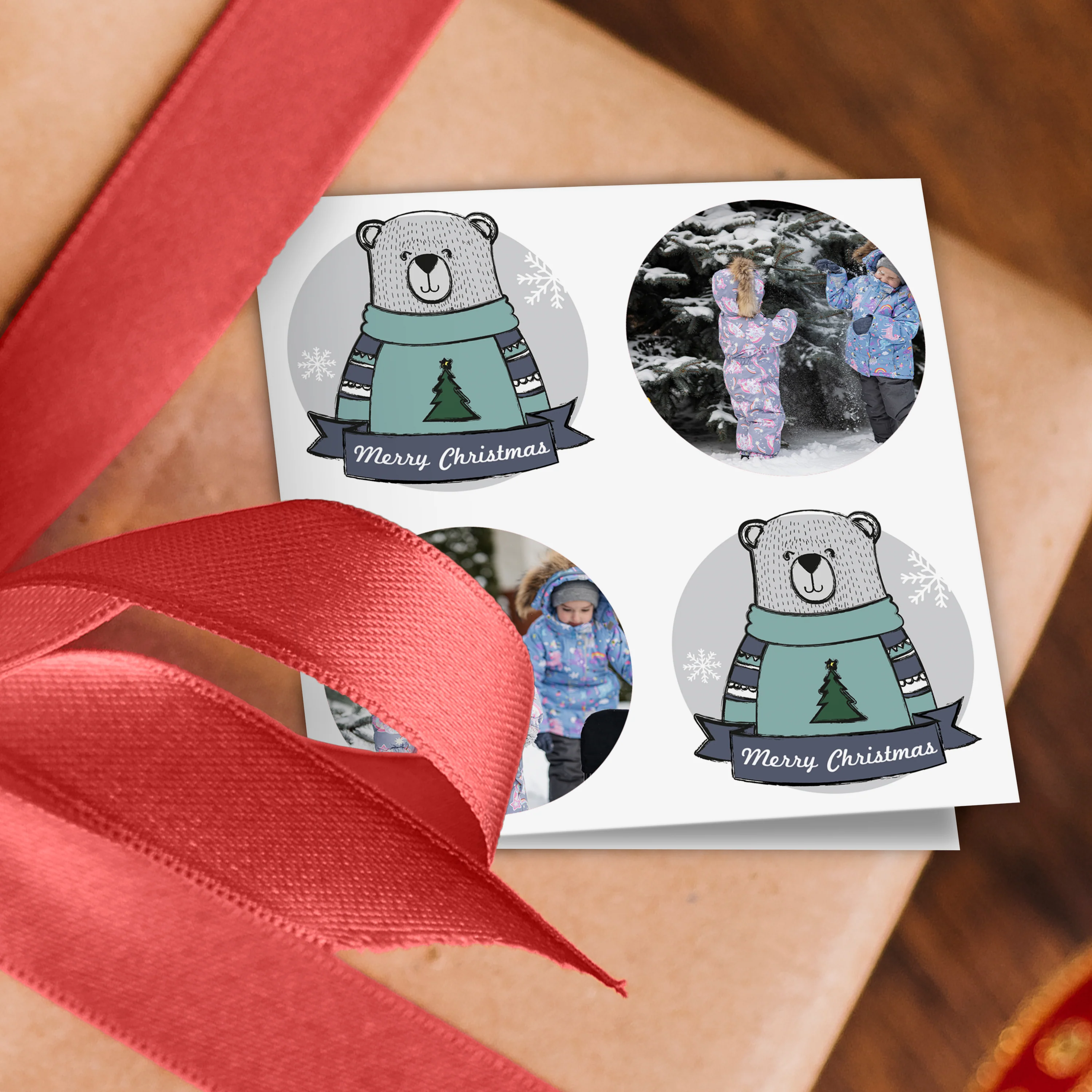 Christmas Bear Photo Wrapping Paper - Image 2
