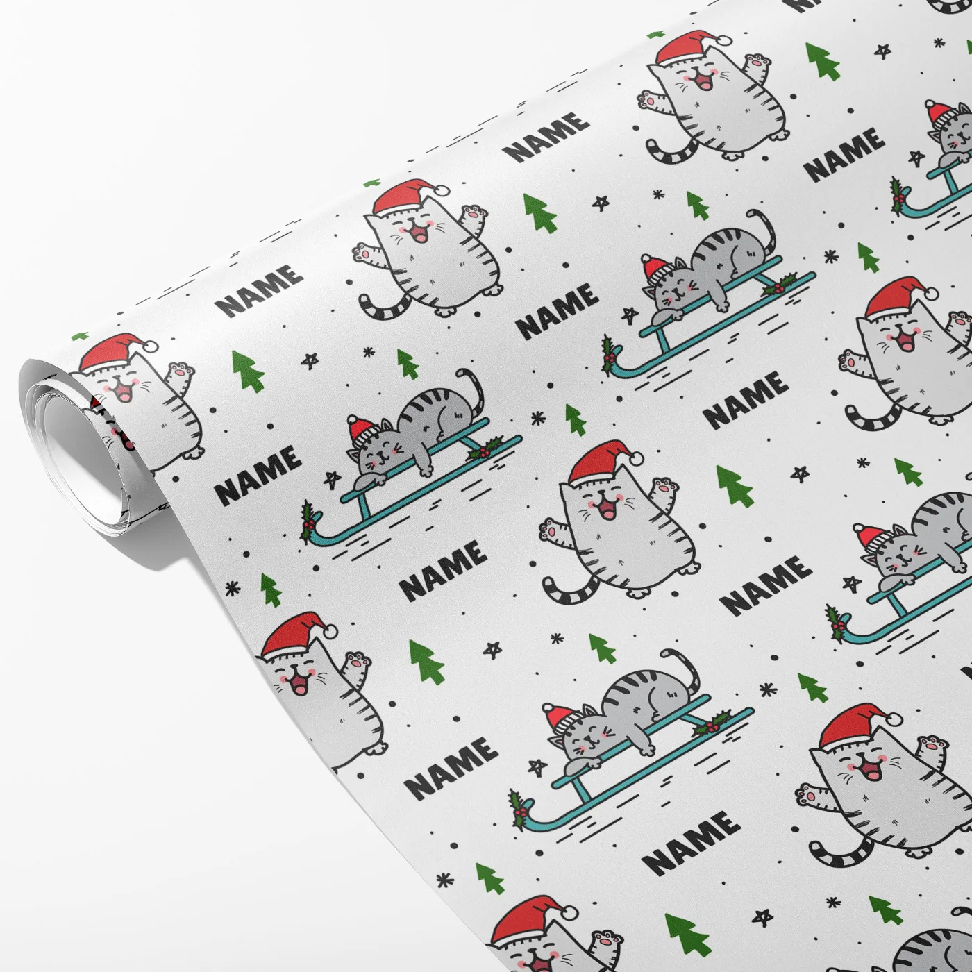 Christmas Cat Name Wrapping Paper - Image 2