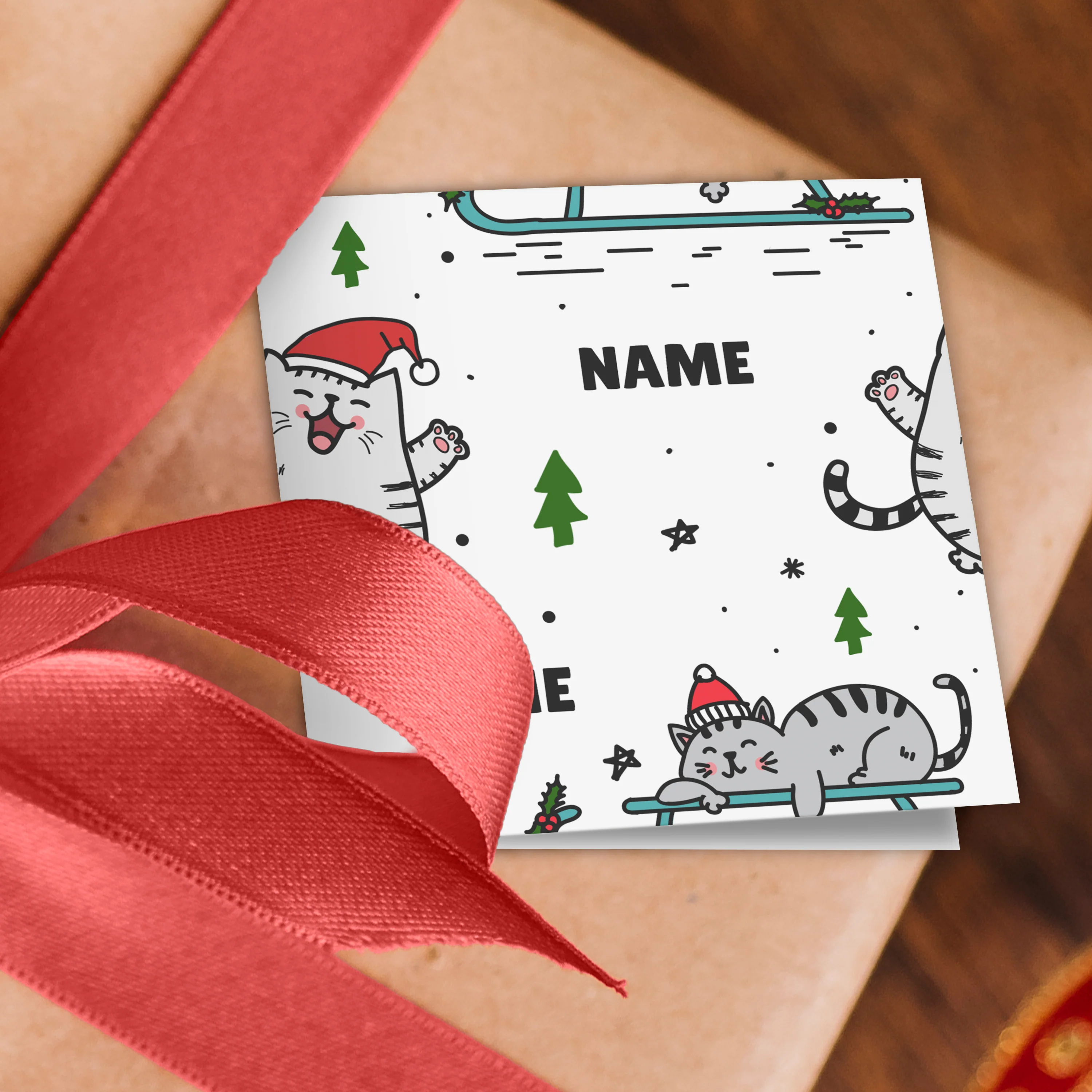 Christmas Cat Name Wrapping Paper - Image 3