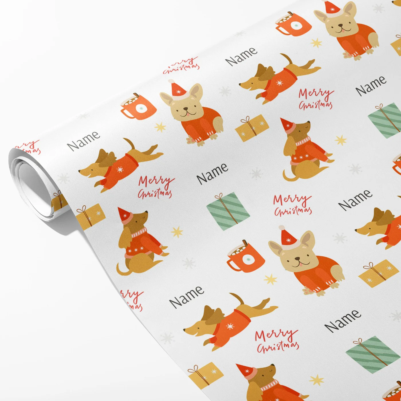 Christmas Dogs Name Wrapping Paper - Image 2