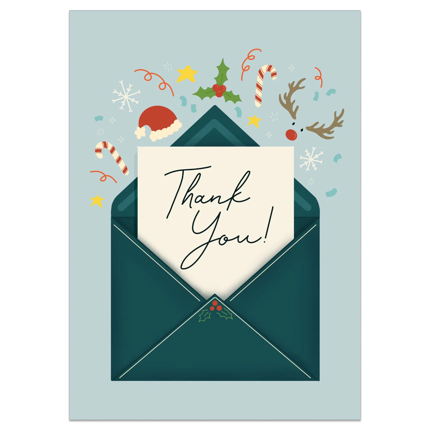Christmas Envelope Thank You Card - Pack of 10