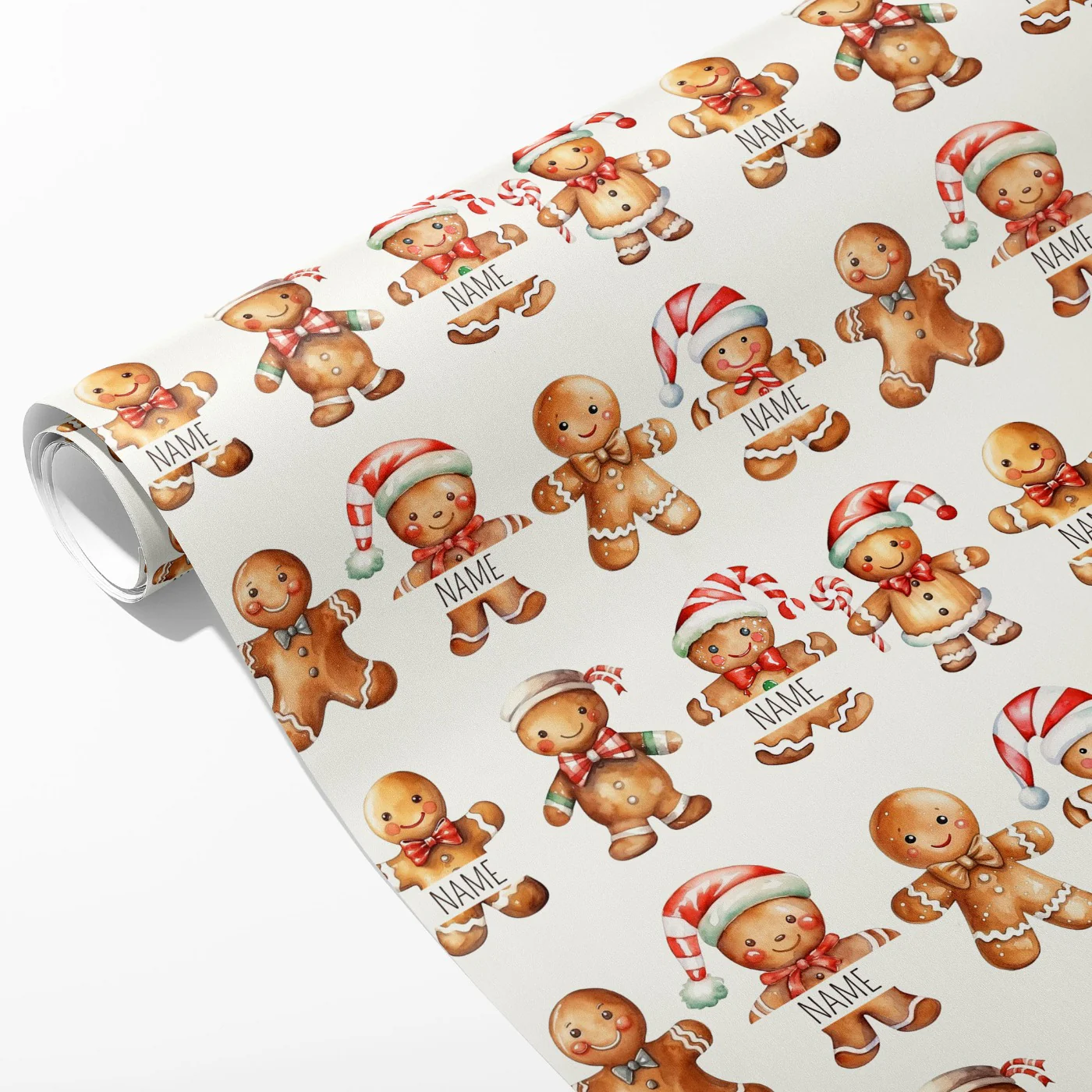 Christmas Gingerbread Name Wrapping Paper - Image 2