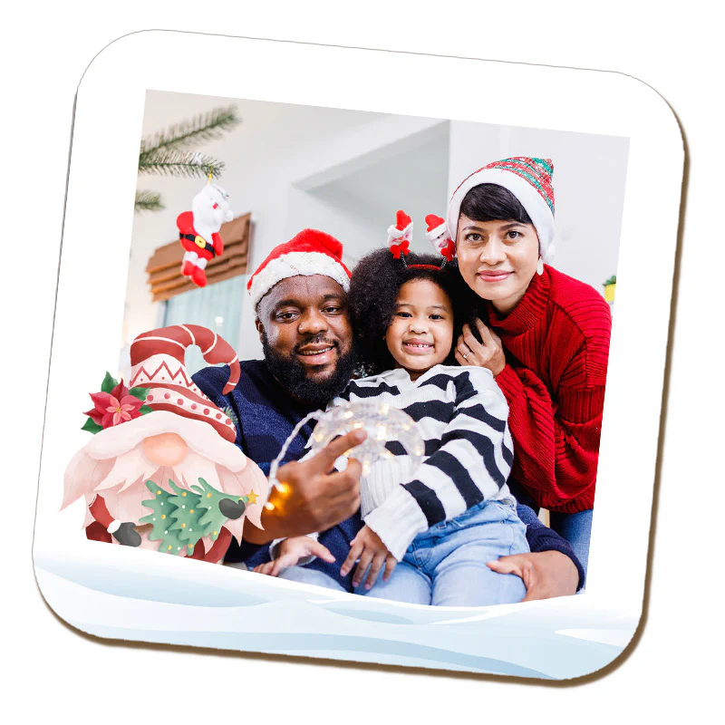 Christmas Gnome Name and Photo Coaster