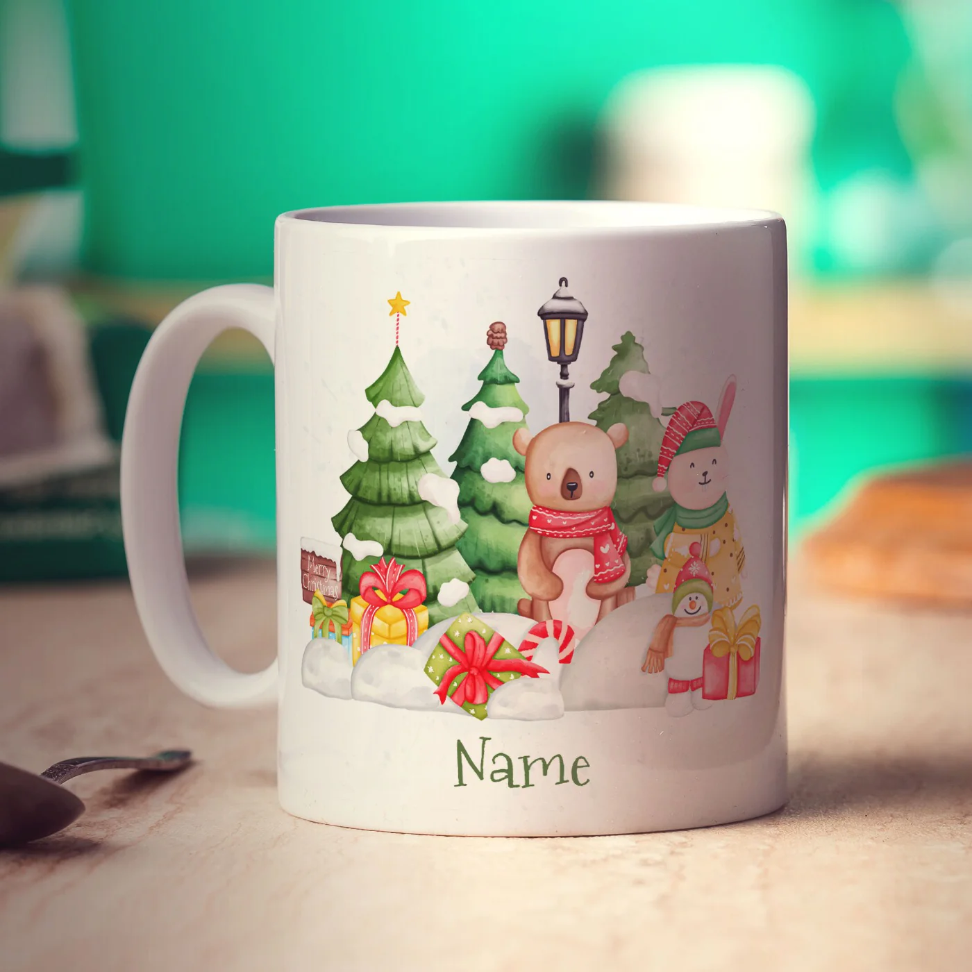 Christmas Scene Mug - Add Any Name - Image 2
