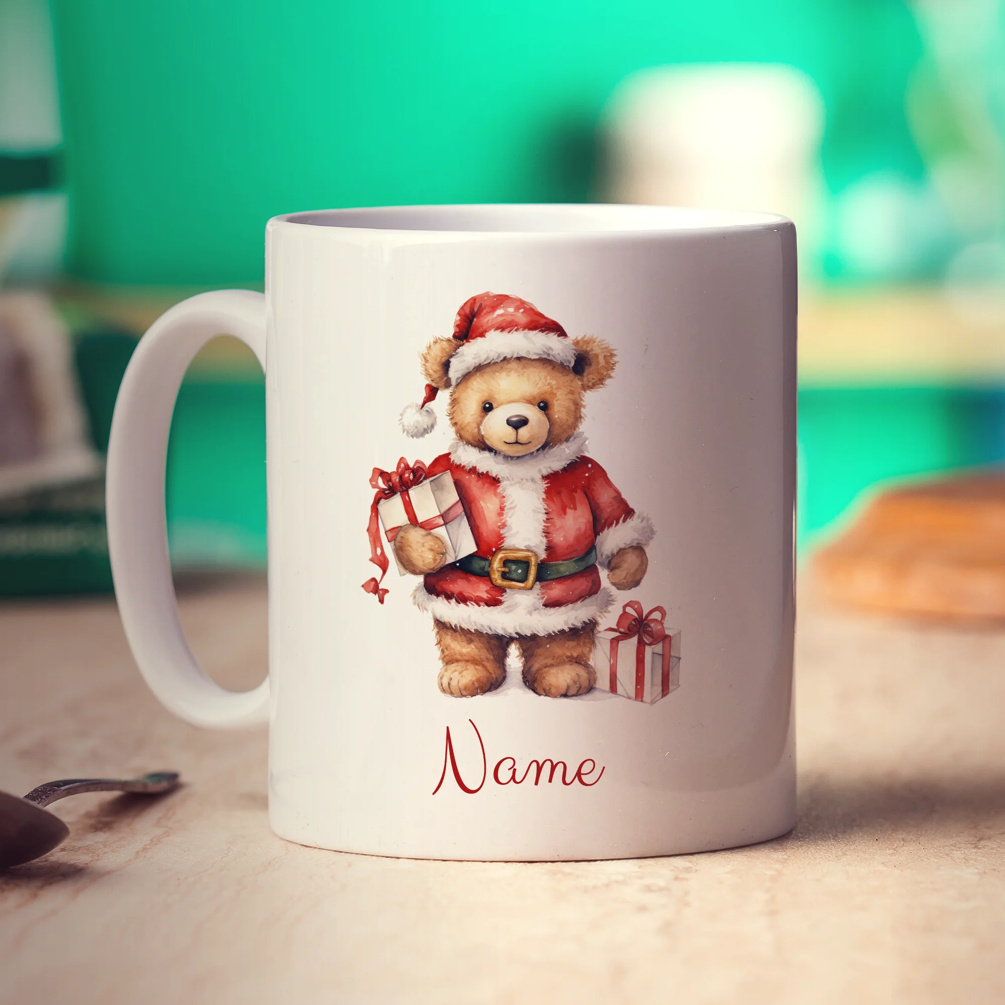 Christmas Teddy Bear Name Mug - Image 2