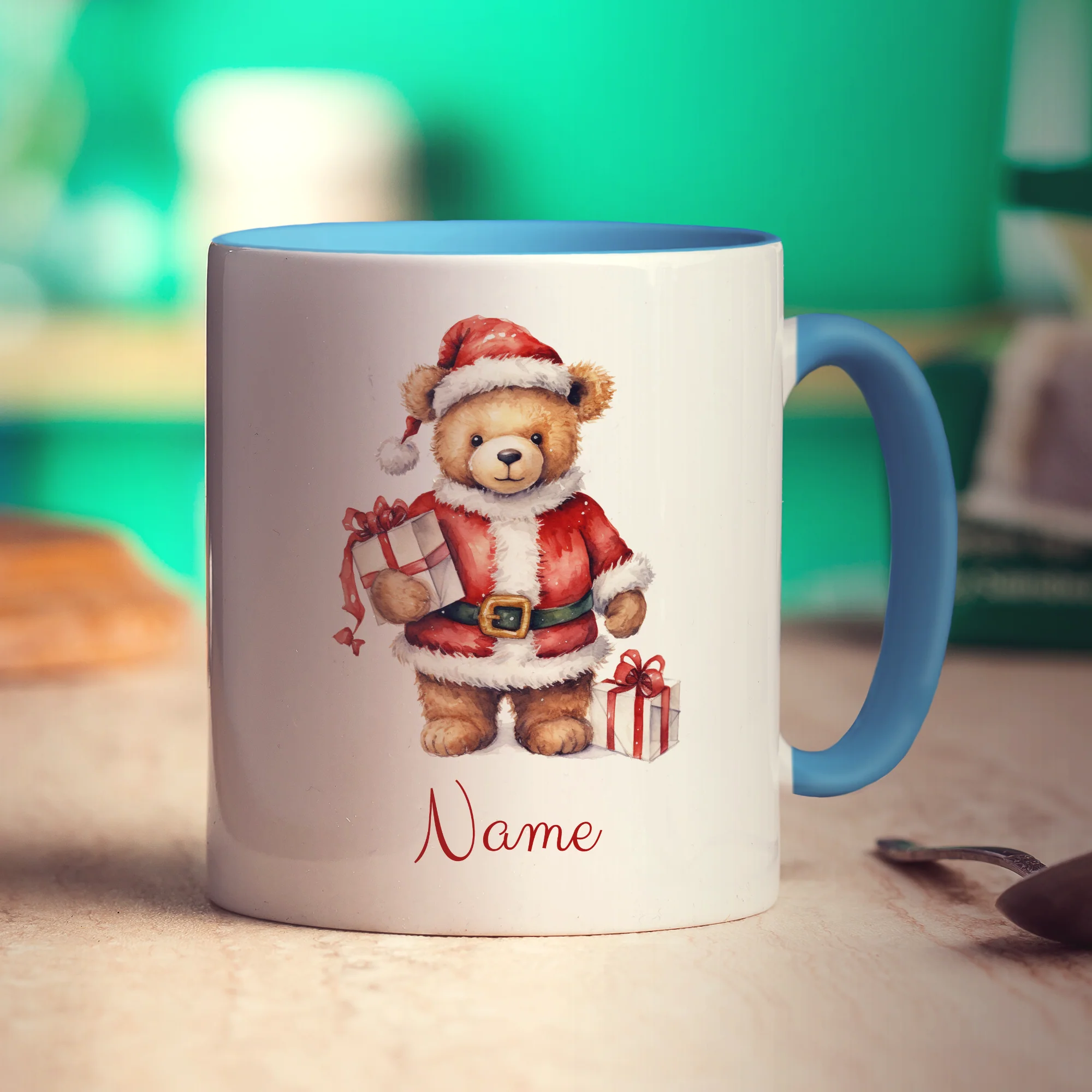 Christmas Teddy Bear Name Mug - Image 4