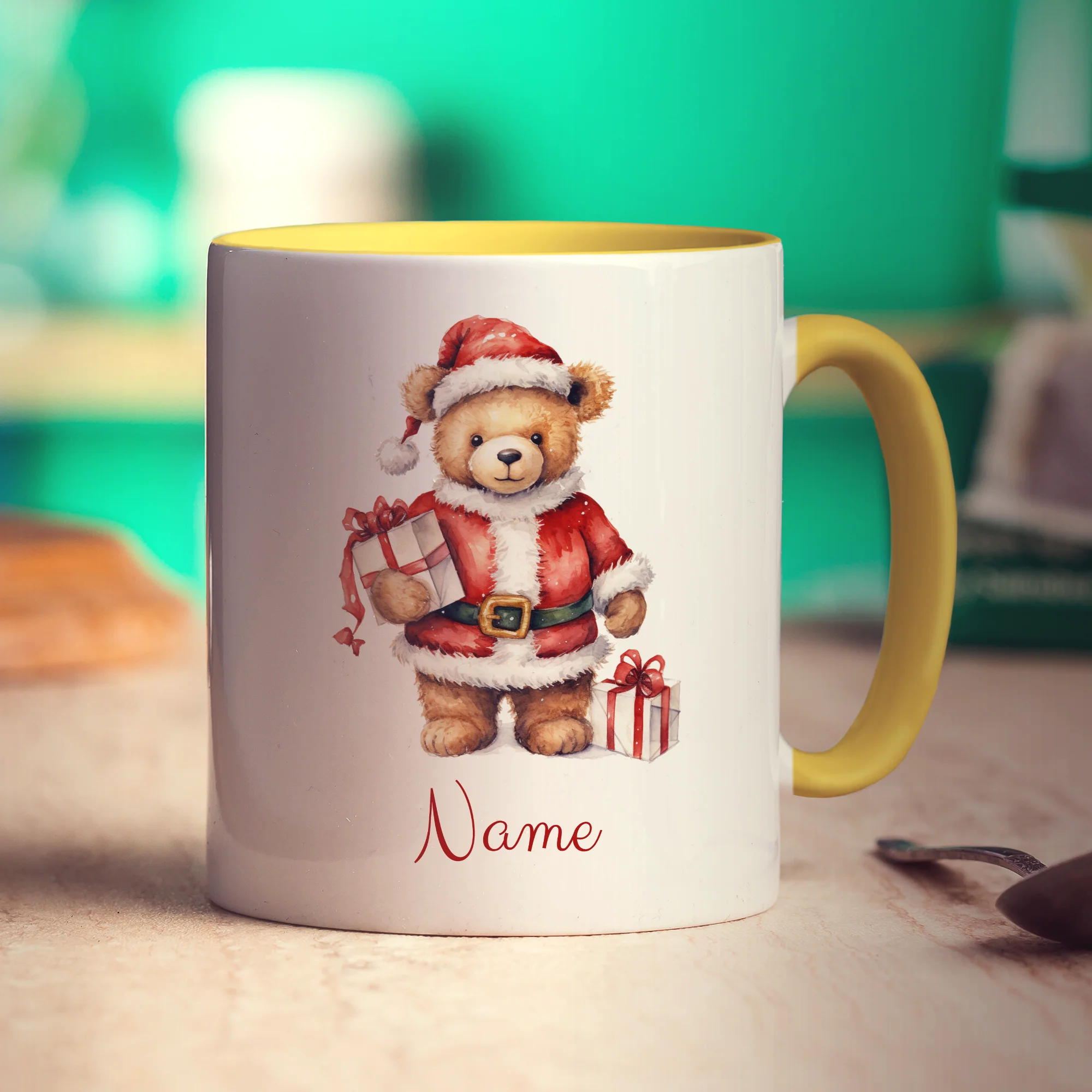 Christmas Teddy Bear Name Mug - Image 5