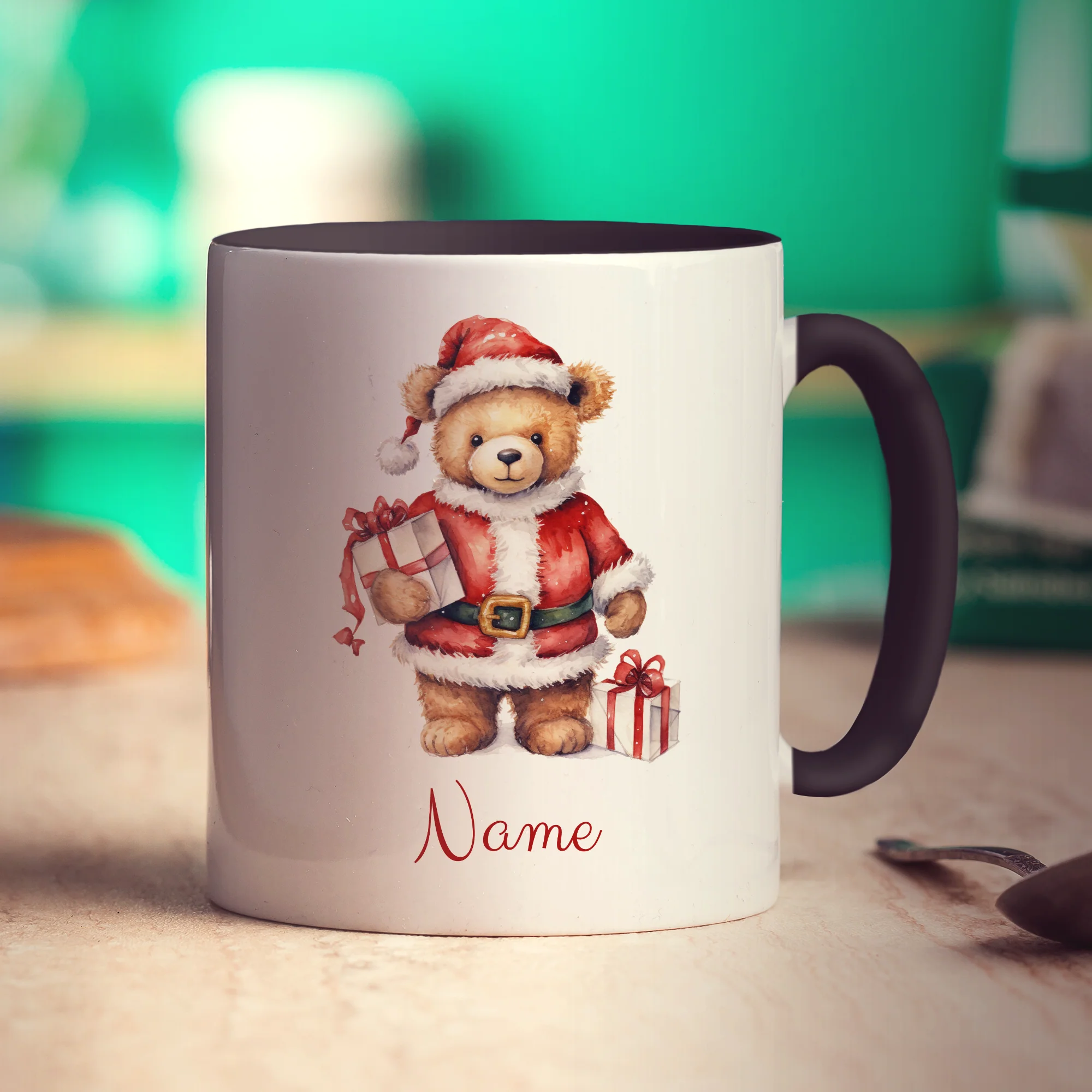 Christmas Teddy Bear Name Mug - Image 6