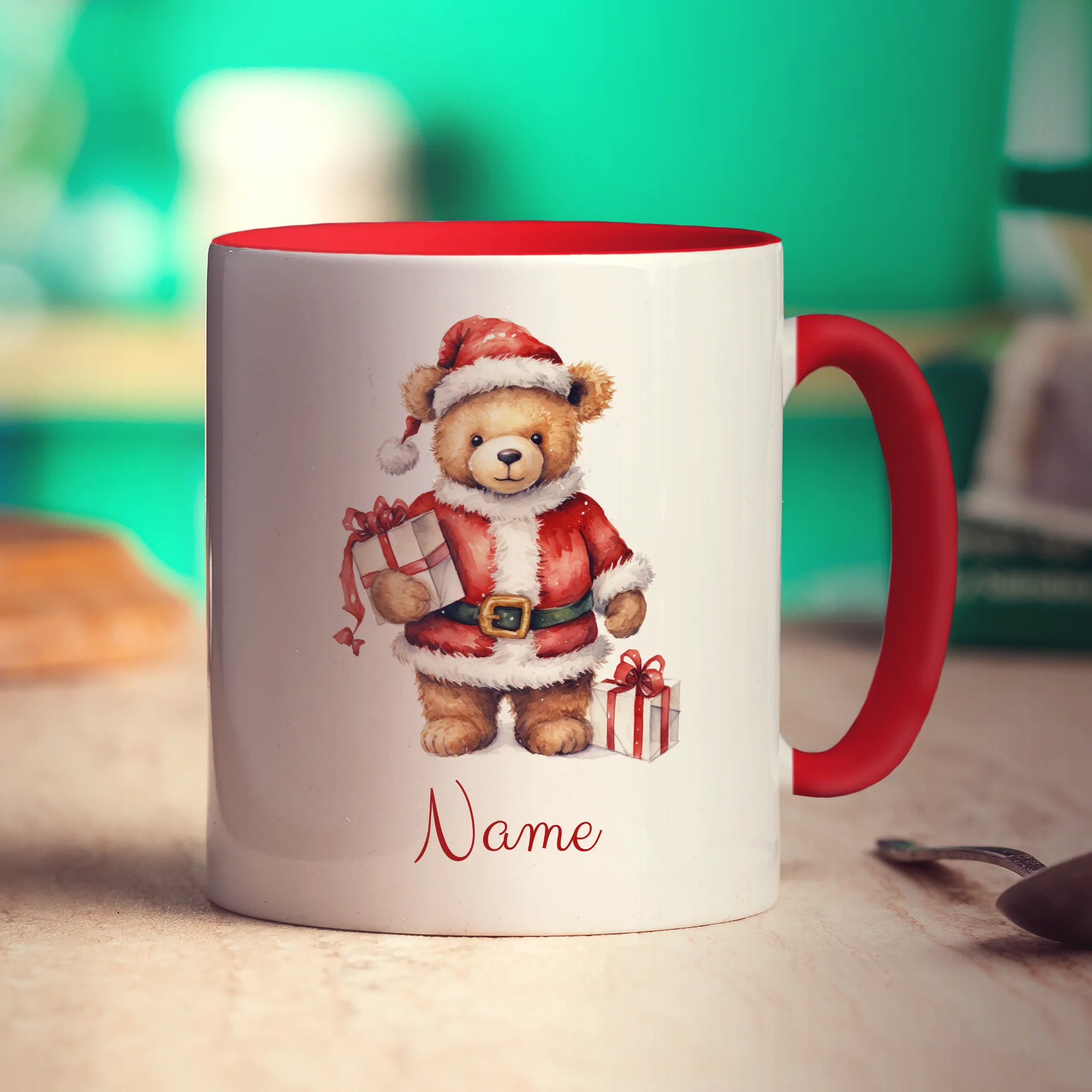 Christmas Teddy Bear Name Mug - Image 7