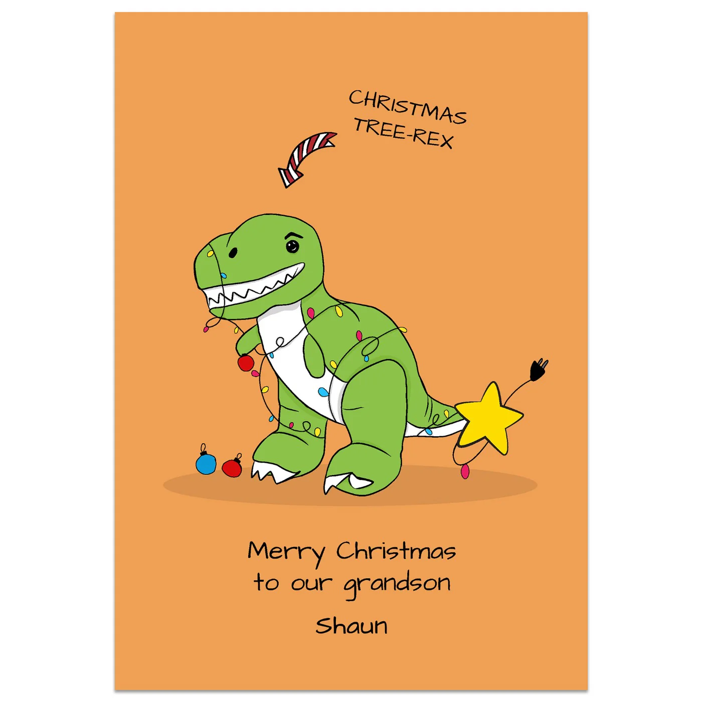 Christmas Tree-Rex Grandson Card