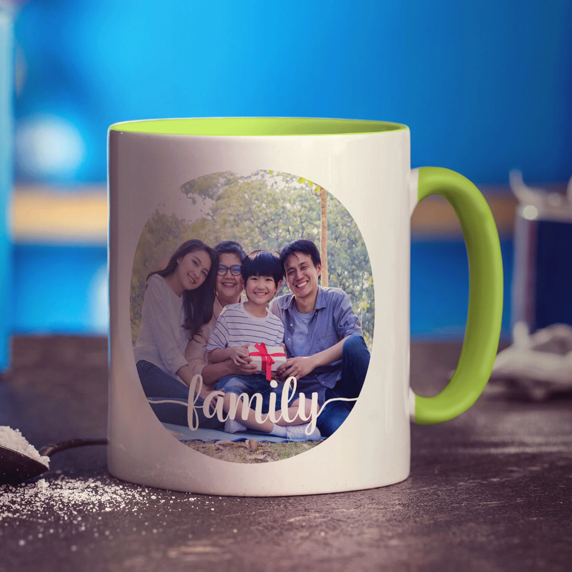 Circle Photo with Family Text Mug - Image 11