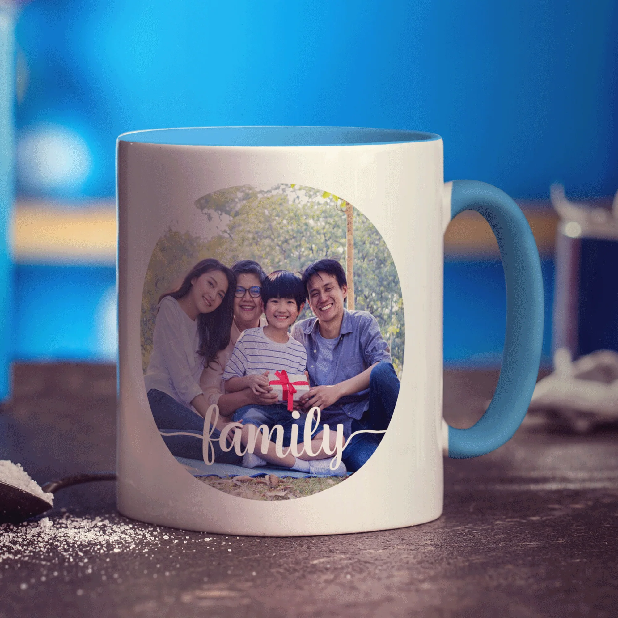 Circle Photo with Family Text Mug - Image 12