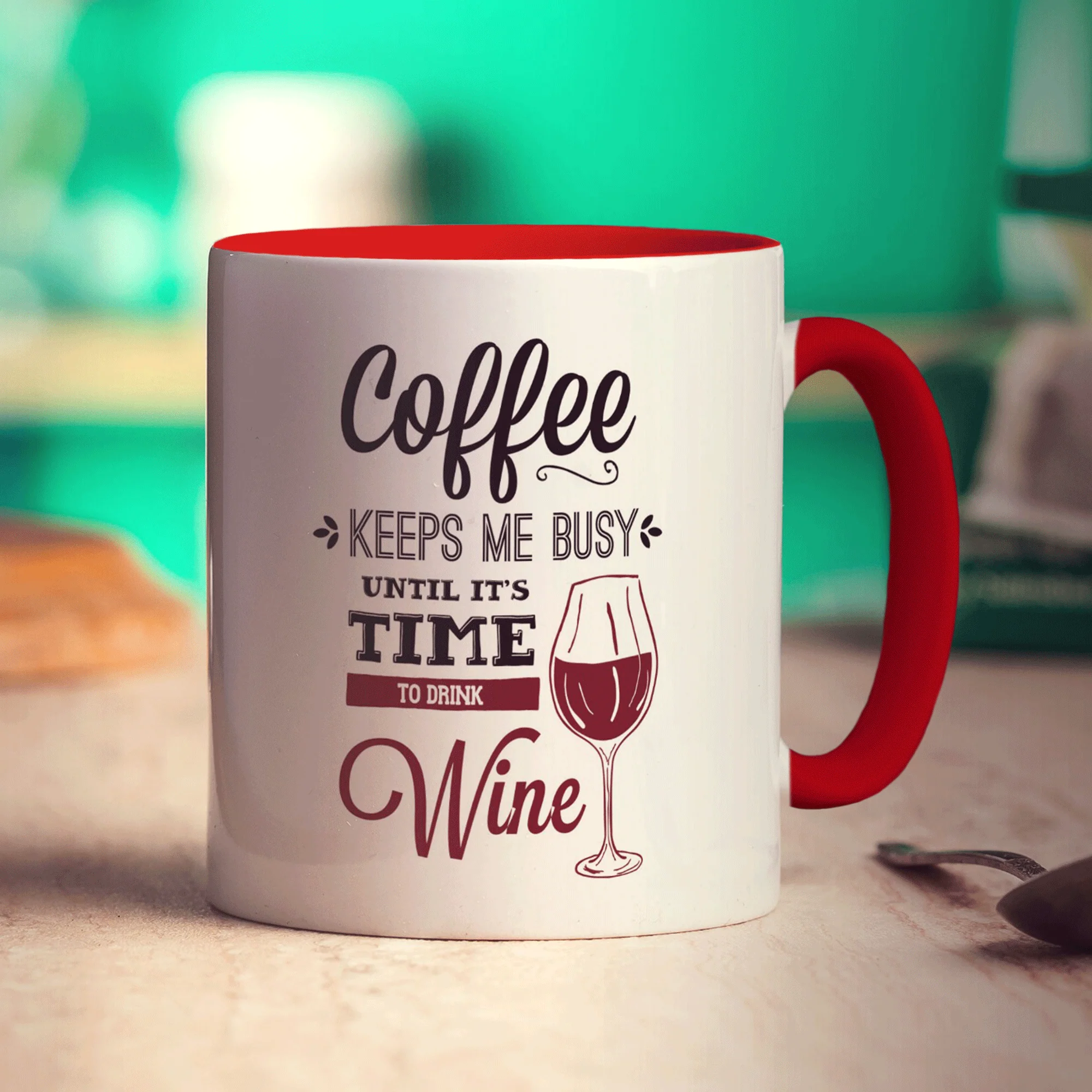 Coffee Keeps Me Busy Until It's Time To Drink Wine Mug - Image 13