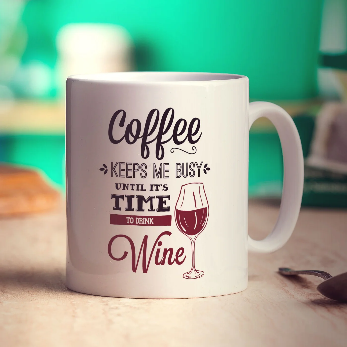 Coffee Keeps Me Busy Until It's Time To Drink Wine Mug - Image 4