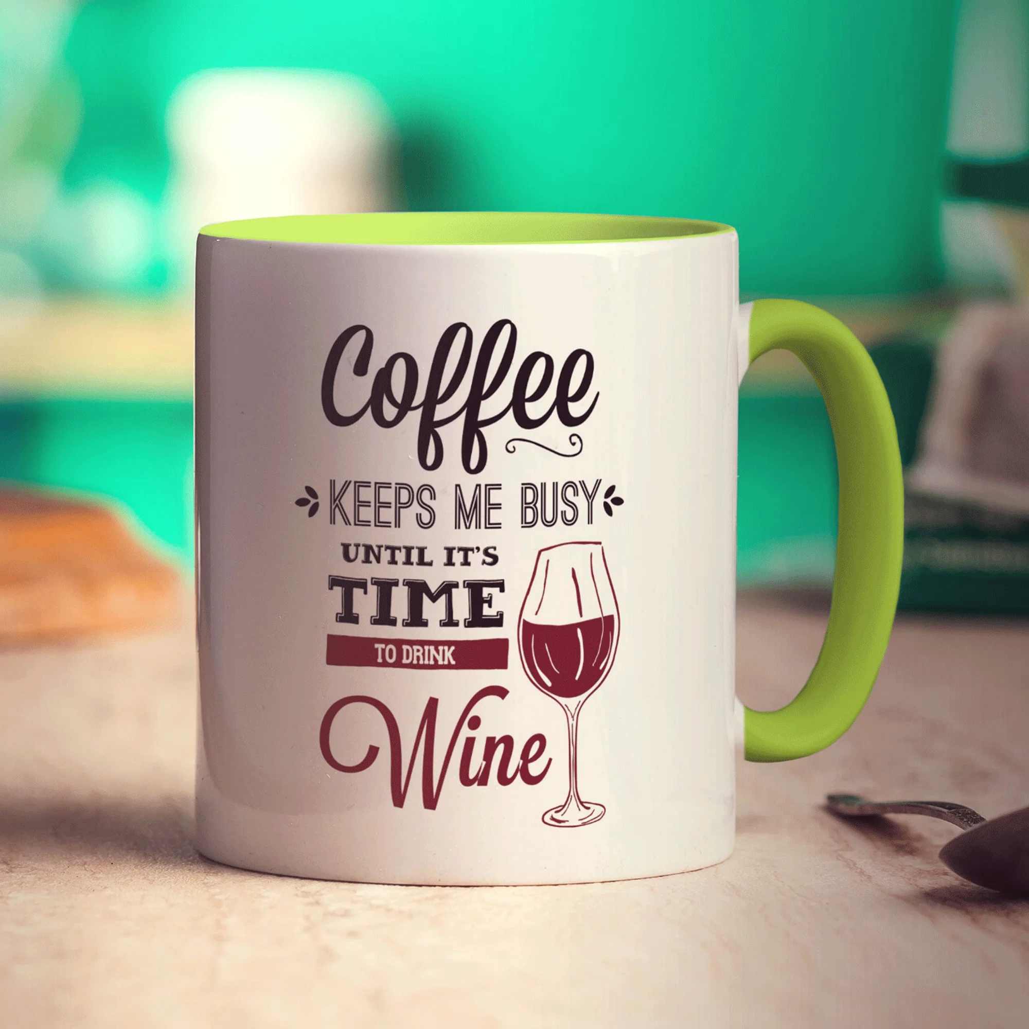 Coffee Keeps Me Busy Until It's Time To Drink Wine Mug - Image 9